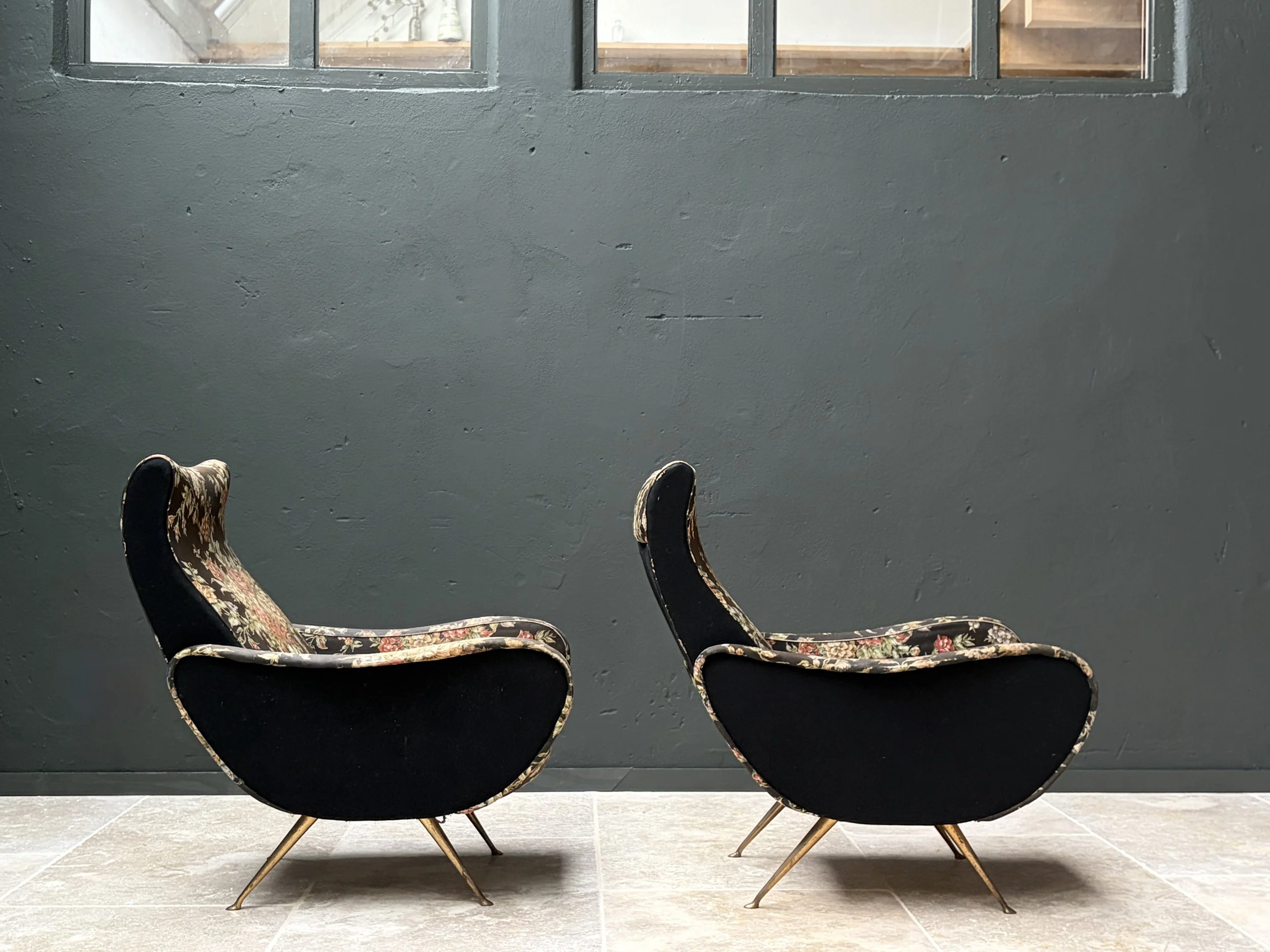 Italian Armchairs with Brass Legs by ISA Bergamo, 1950s foto 3