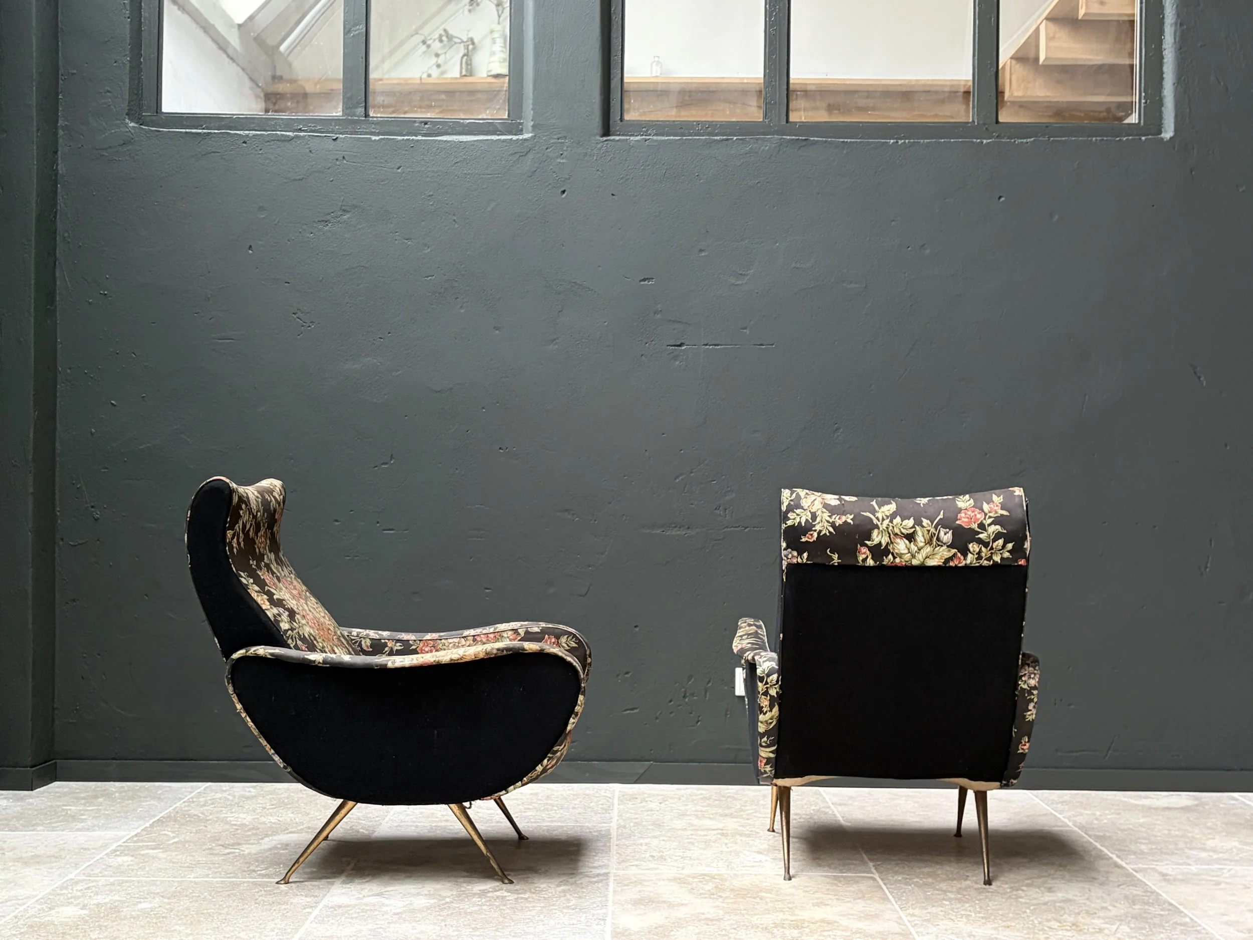 Italian Armchairs with Brass Legs by ISA Bergamo, 1950s foto 5