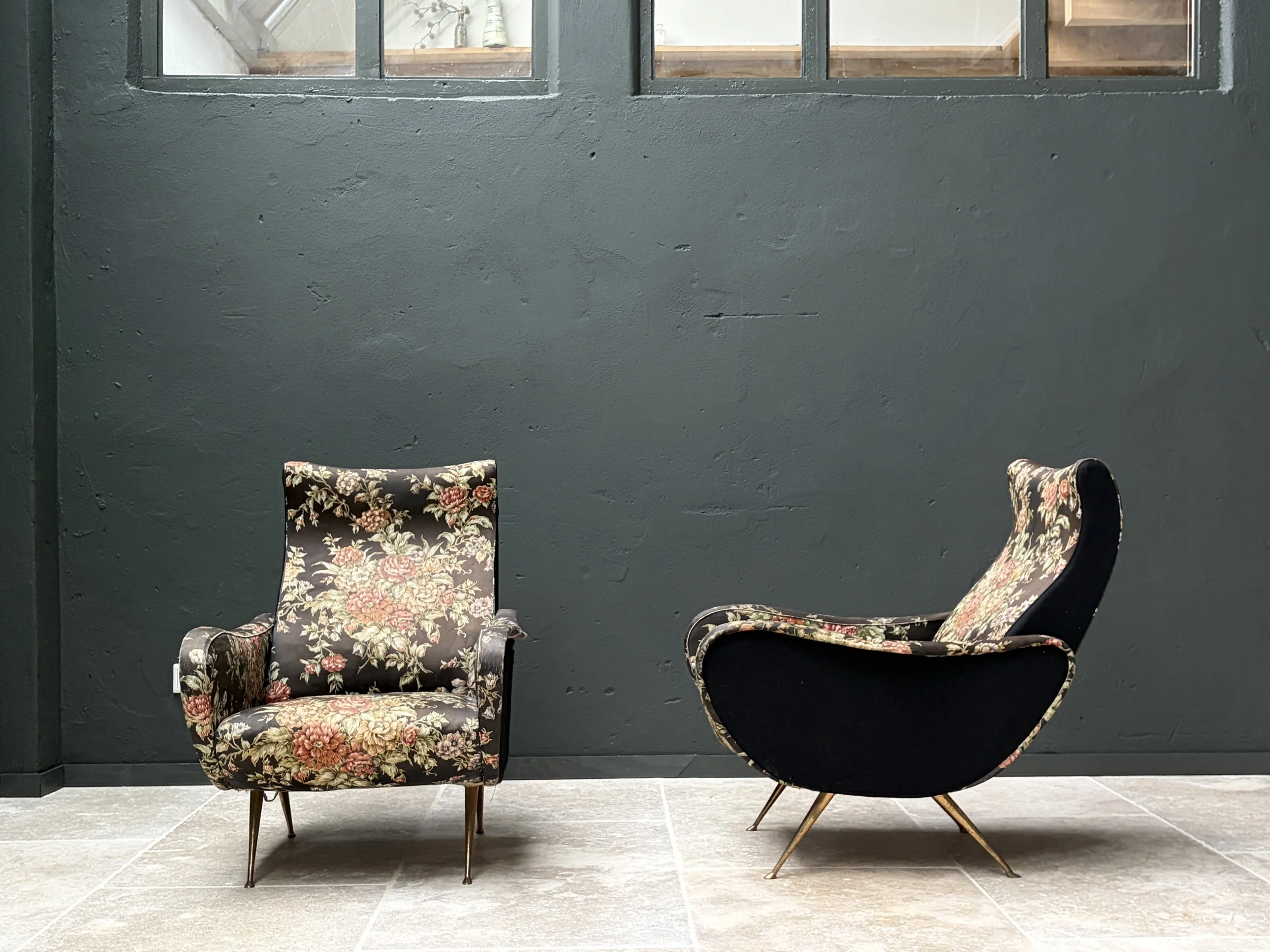 Italian Armchairs with Brass Legs by ISA Bergamo, 1950s foto 7