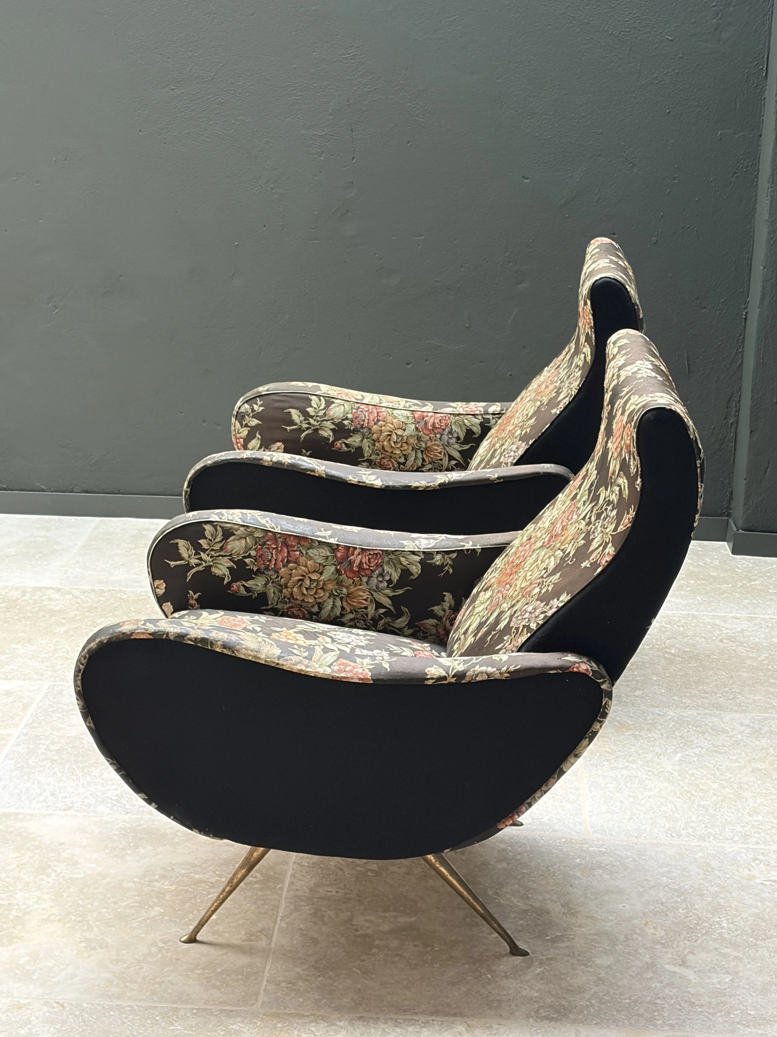 Italian Armchairs with Brass Legs by ISA Bergamo, 1950s foto 9