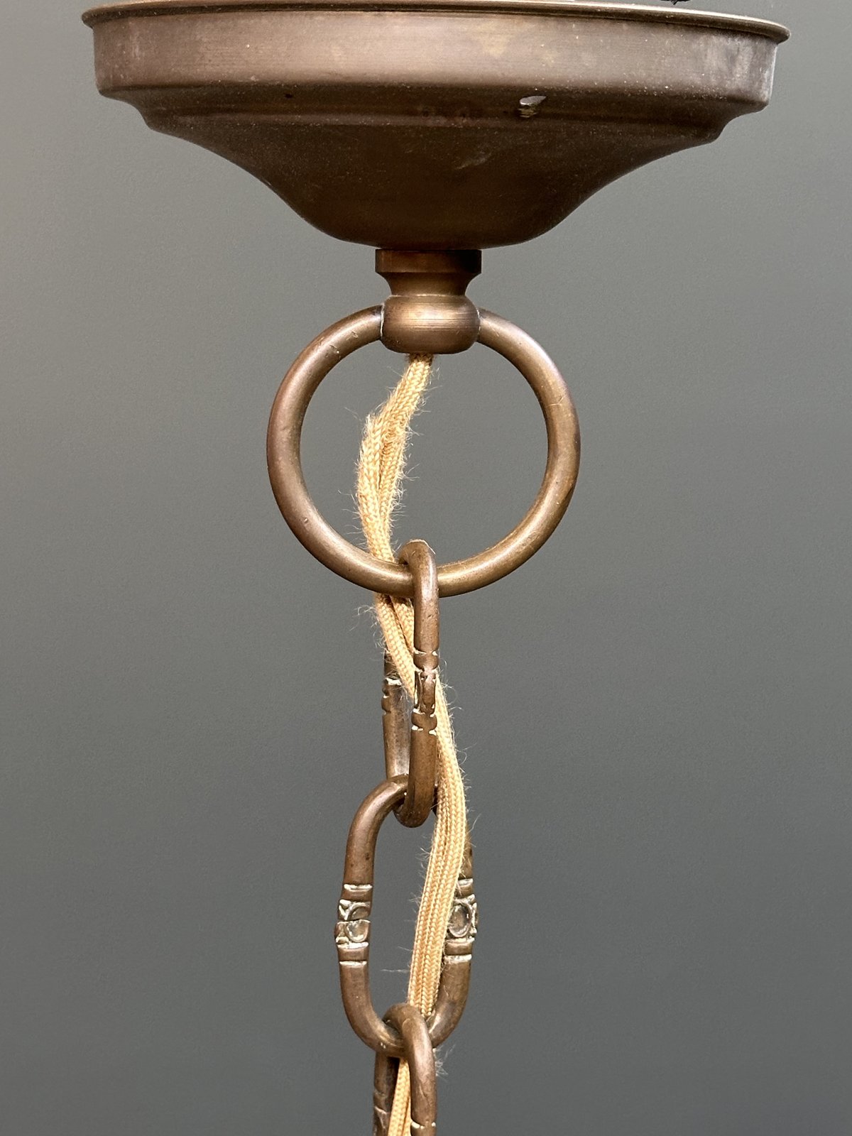 Art Deco Copper Ceiling Lamp, 1930s foto 8
