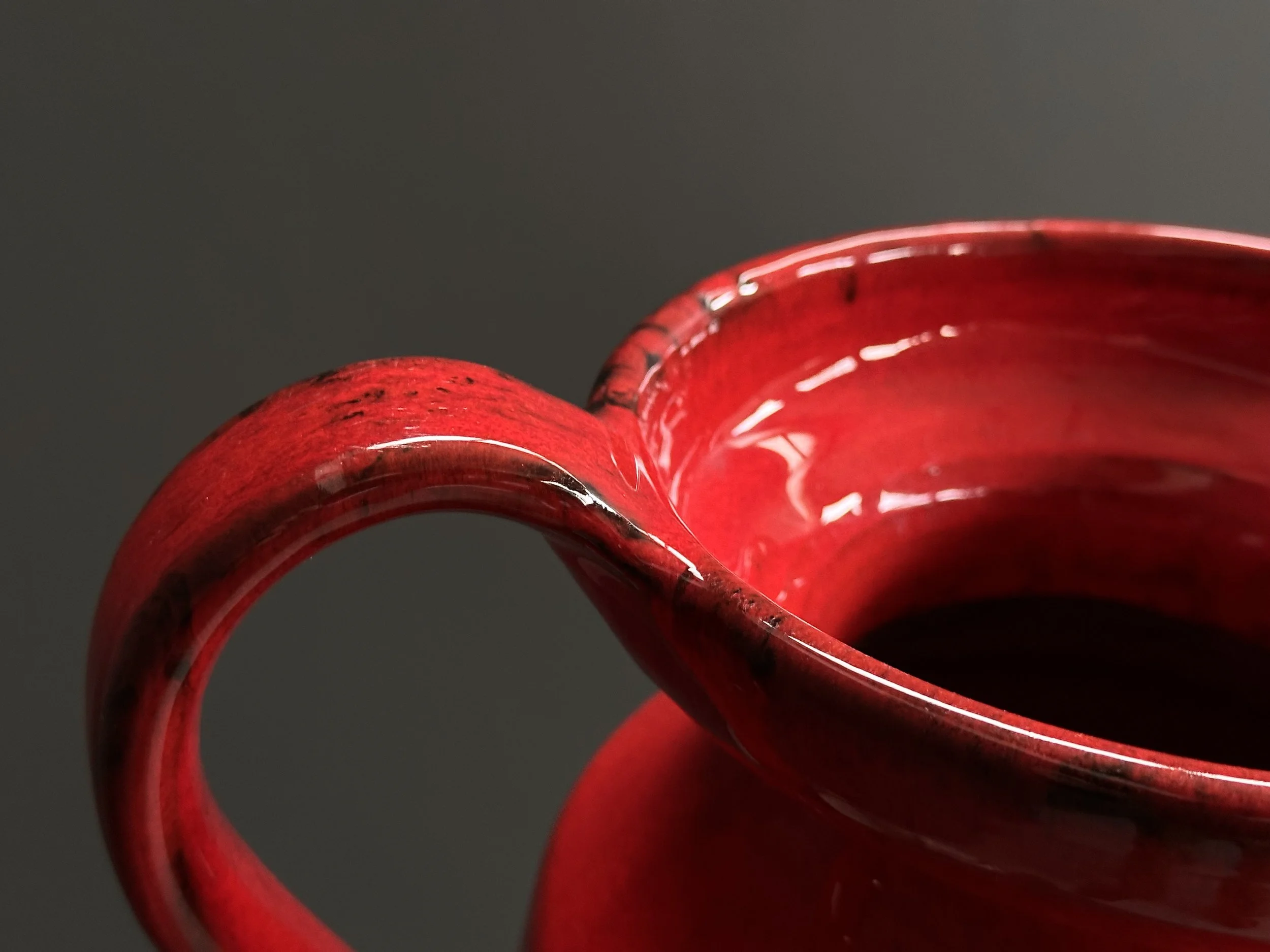 West German Red Ceramic Vase, 1970s foto 4