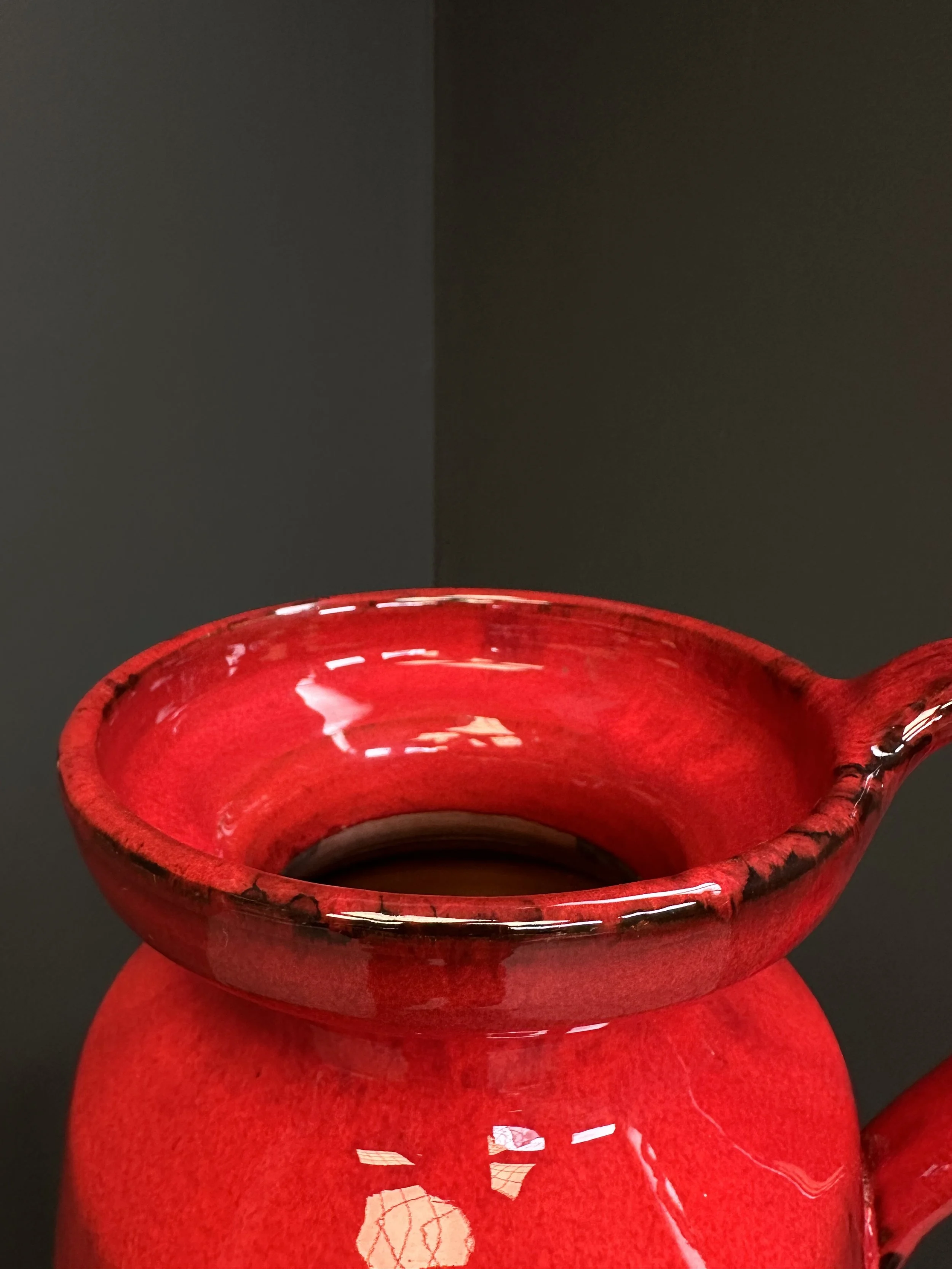 West German Red Ceramic Vase, 1970s foto 6