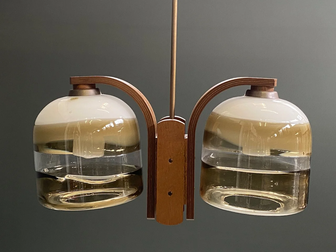 Temde Leuchten Double Pendant Lamp, 1970s foto 6