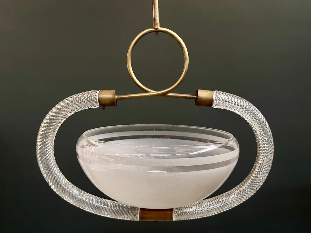 Barovier & Toso Murano Glass Pendant Lamp with Brass, 1950s foto 6