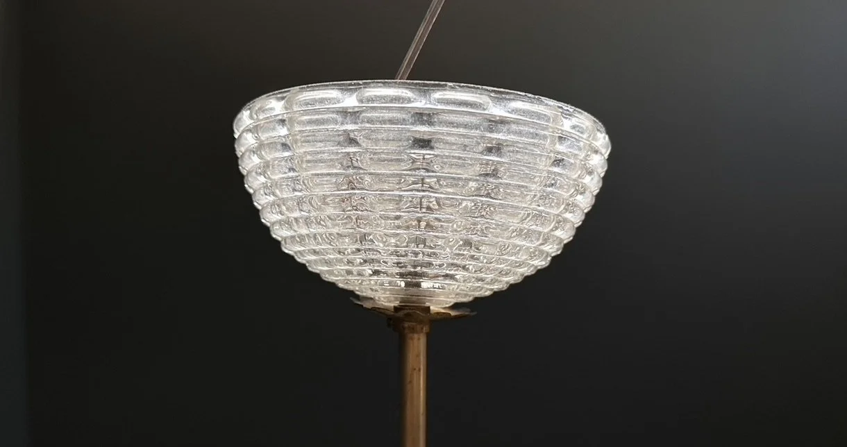 Barovier & Toso Murano Glass Pendant Lamp with Brass, 1950s foto 7