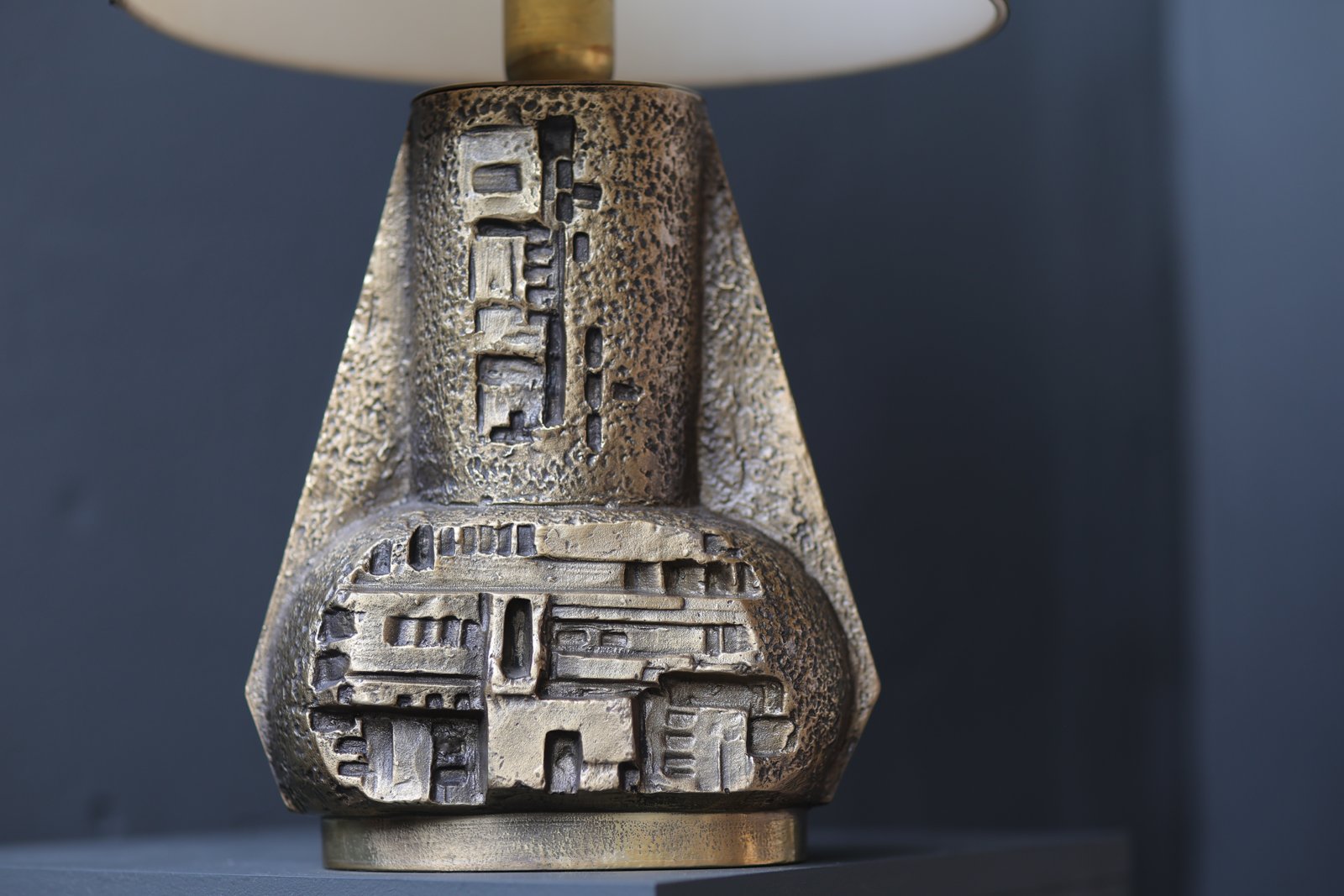 Brutalist Bronze Table Lamp, Italy 1970s foto 2