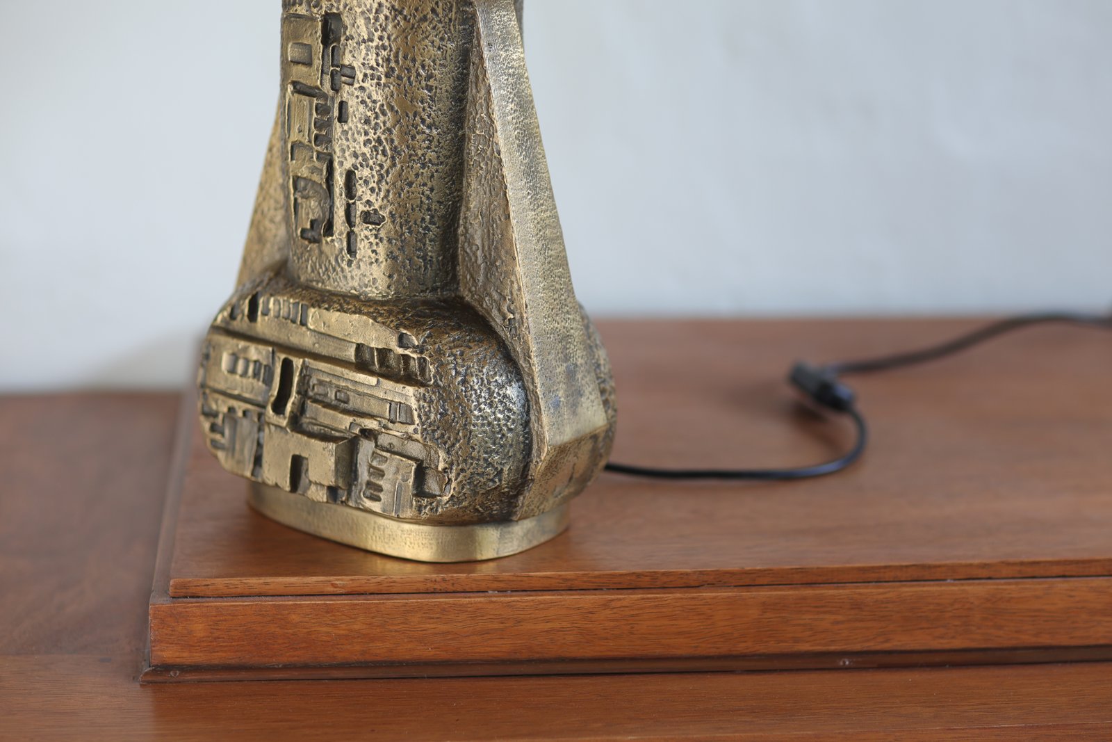 Brutalist Bronze Table Lamp, Italy 1970s foto 10