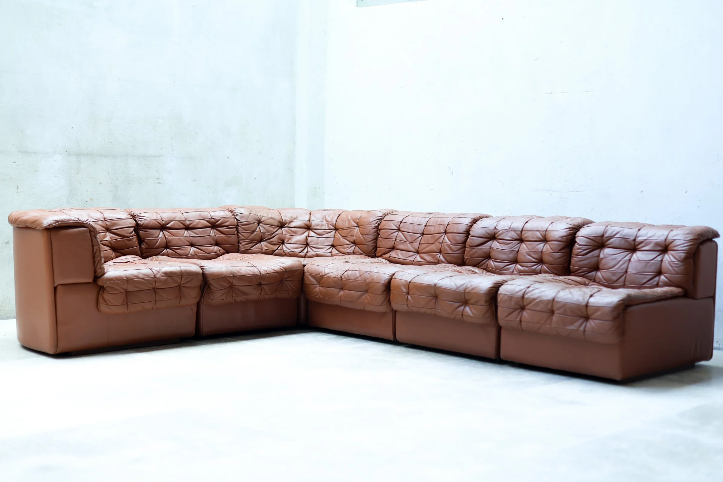 De Sede DS-11 Modular Sofa in Cognac Patchwork Leather foto 4