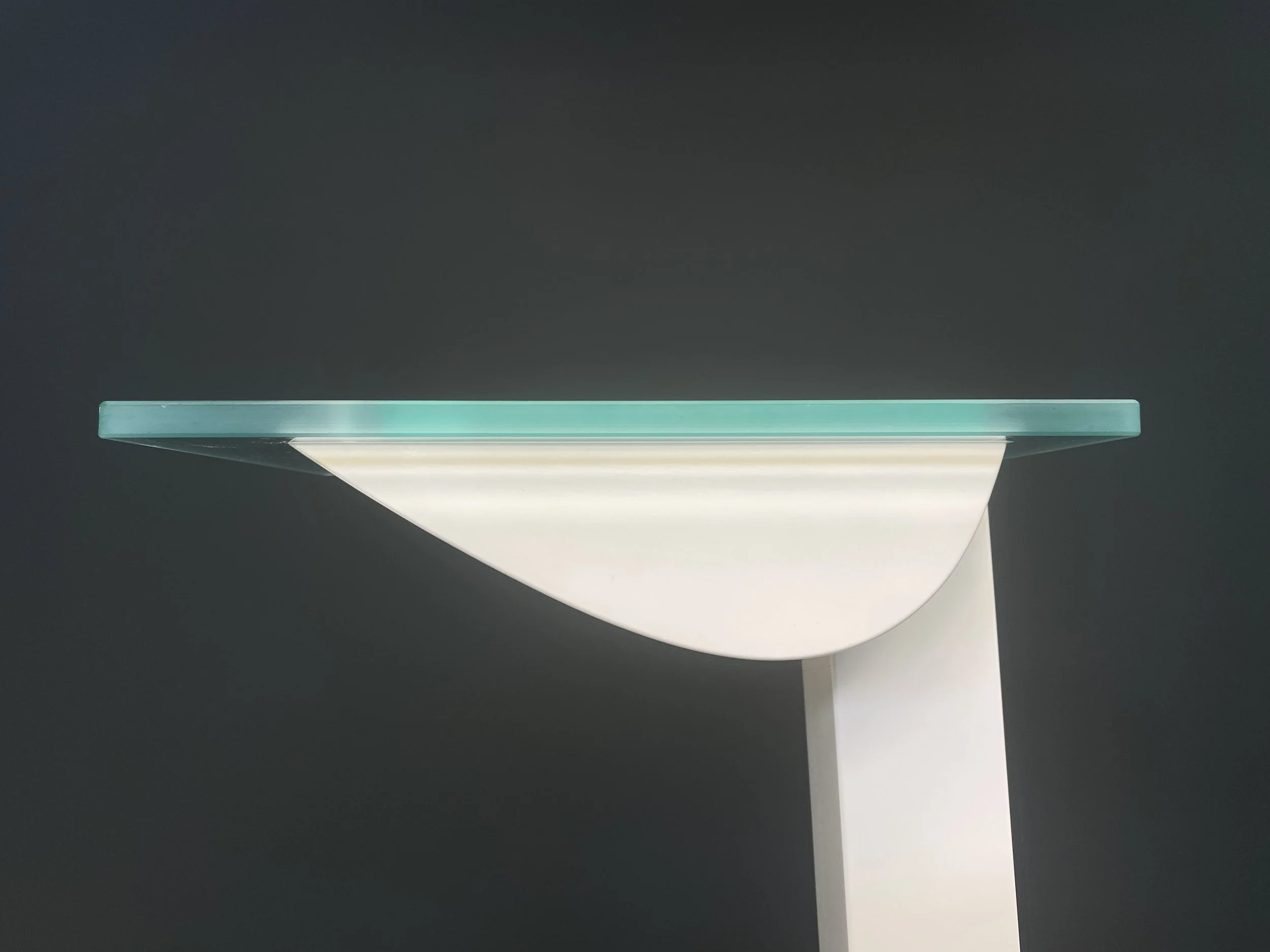 Ettore Sottsass ID-S floor lamp for Zumtobel, aluminium with glass shade, 1987