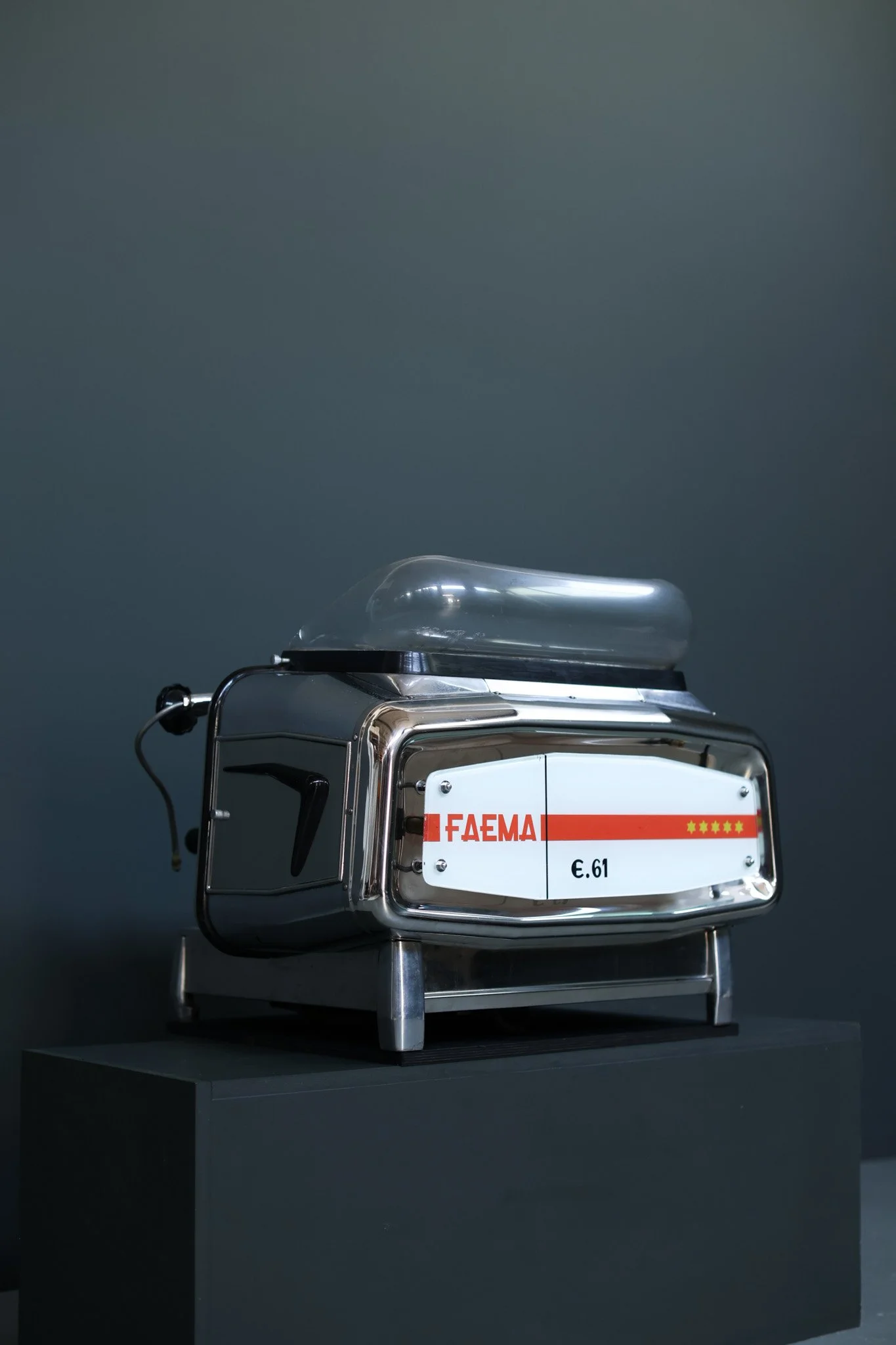 Faema E61 two-group espresso machine in chrome, manufactured in Milan, 1962