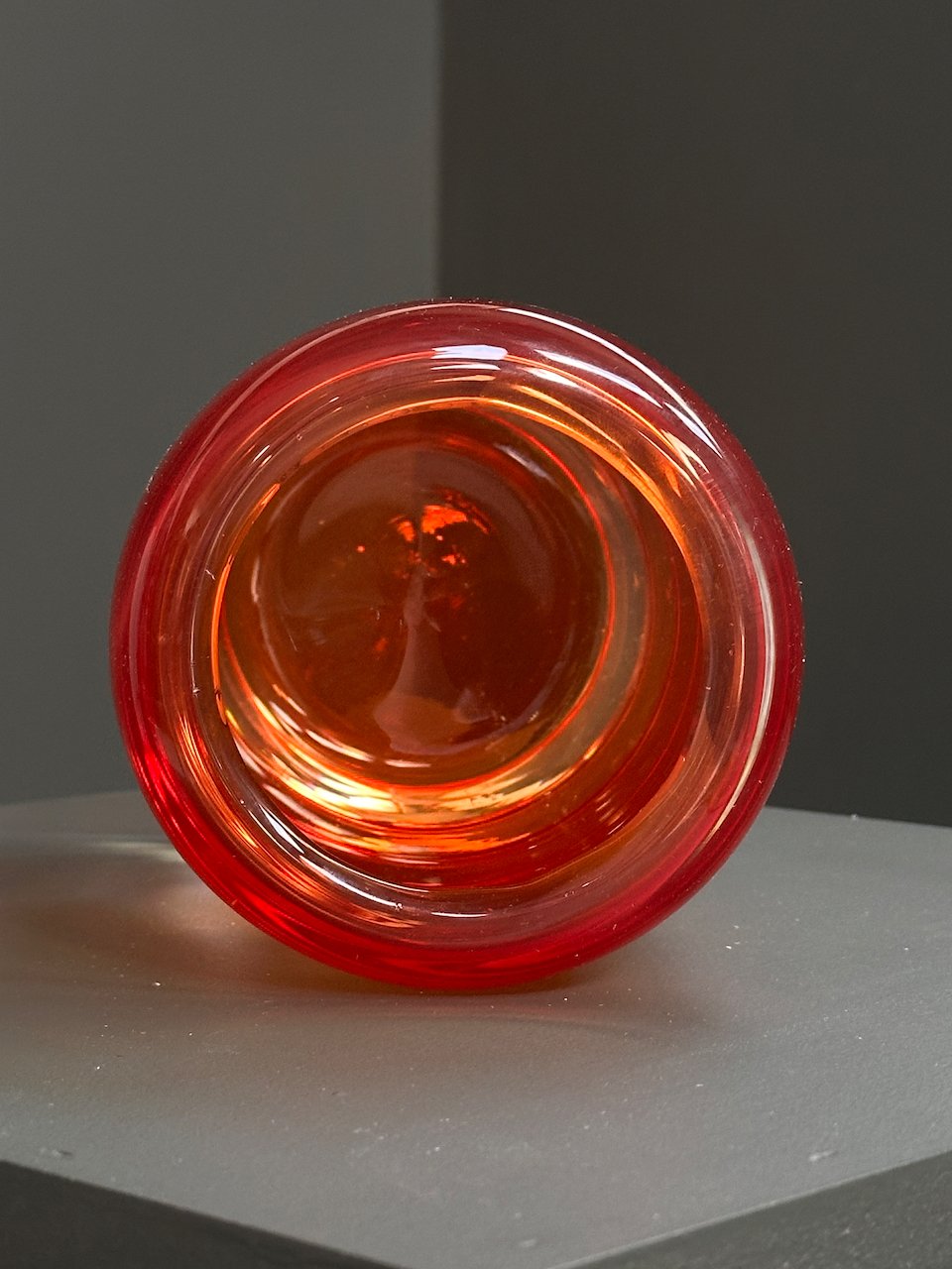 Günther Lambert Red Glass Vase, Signed foto 3