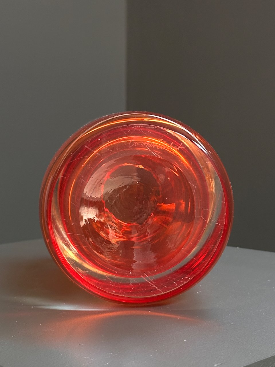 Günther Lambert Red Glass Vase, Signed foto 4