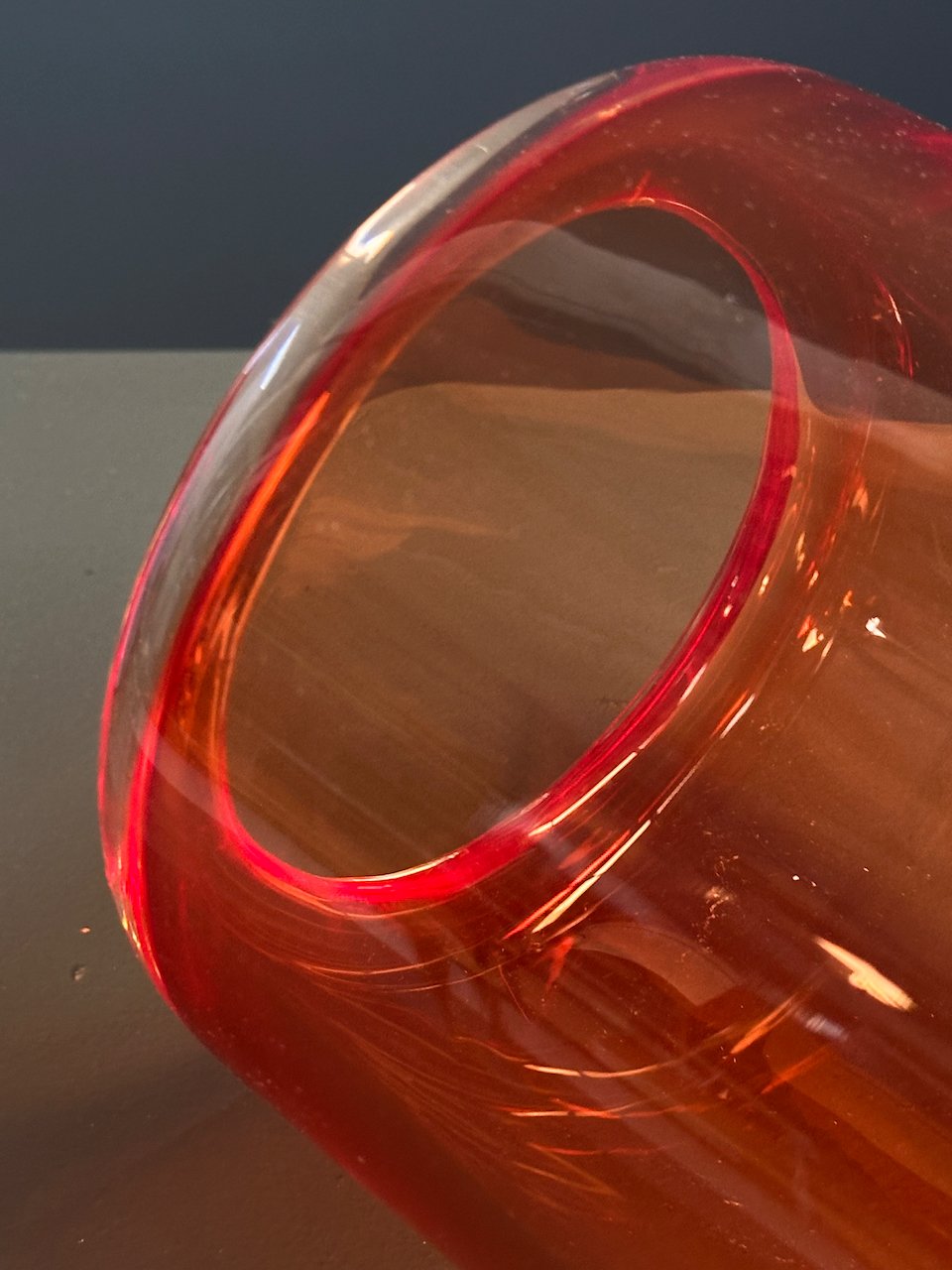 Günther Lambert Red Glass Vase, Signed foto 9