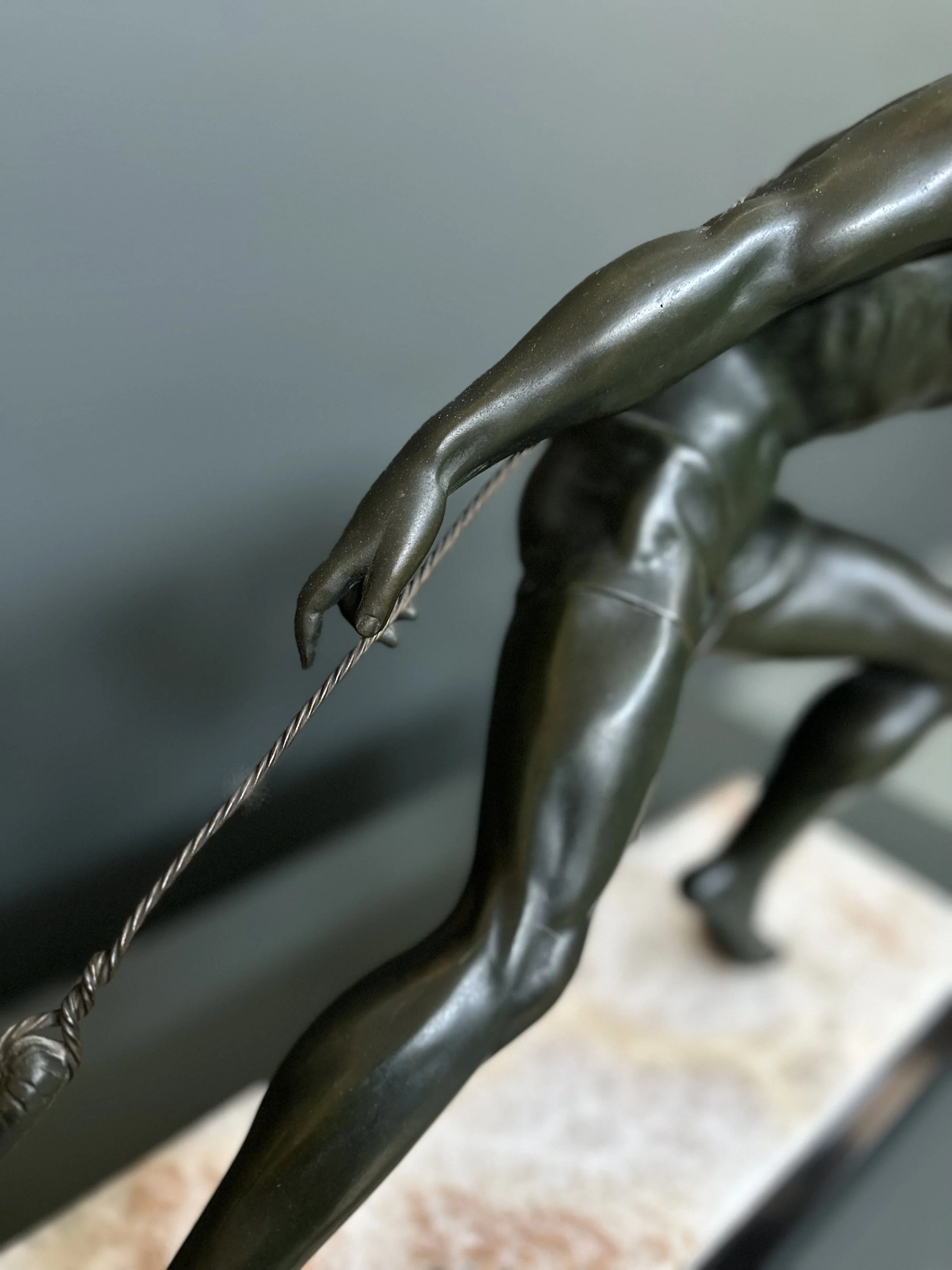 Jean de Roncourt 'The Fisherman' Art Deco Bronze Sculpture foto 2