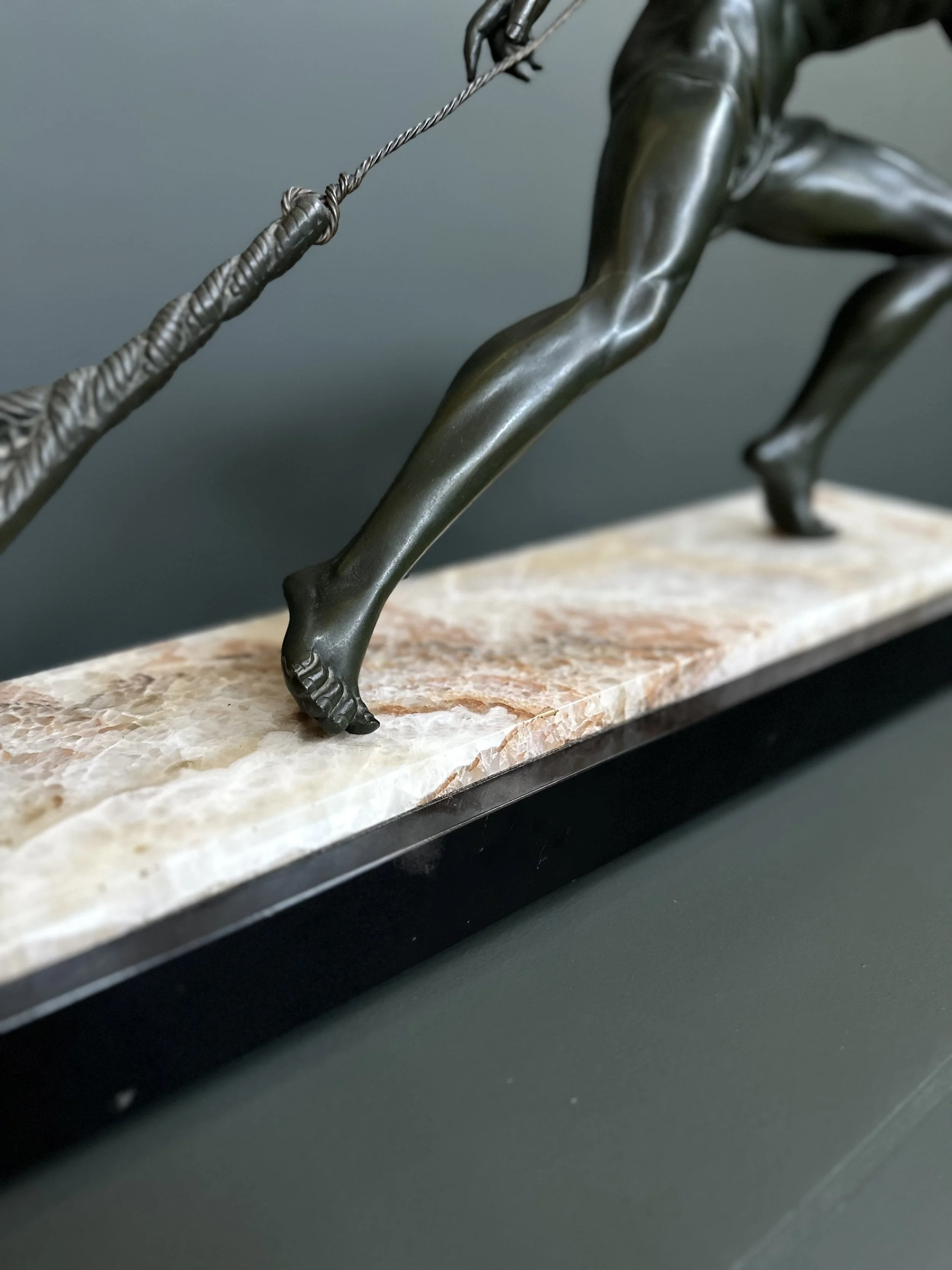 Jean de Roncourt 'The Fisherman' Art Deco Bronze Sculpture foto 3