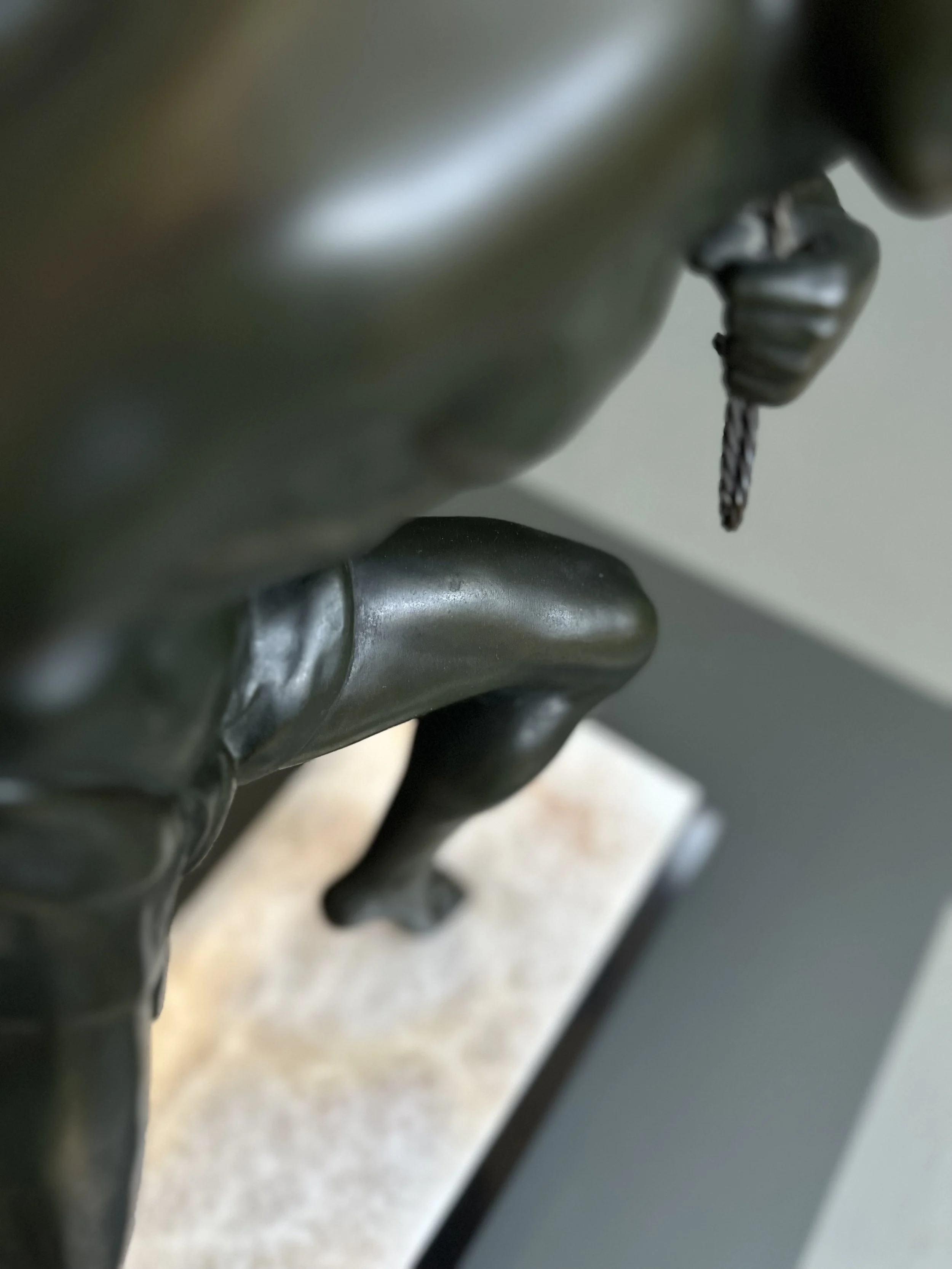Jean de Roncourt 'The Fisherman' Art Deco Bronze Sculpture foto 7