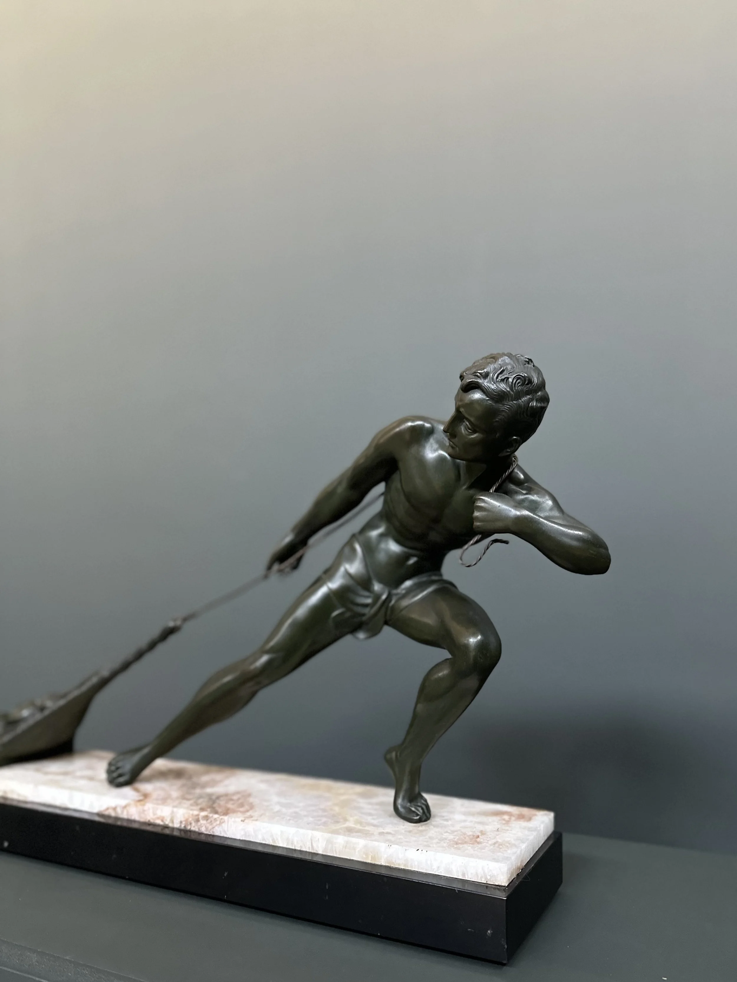 Jean de Roncourt 'The Fisherman' Art Deco Bronze Sculpture foto 8