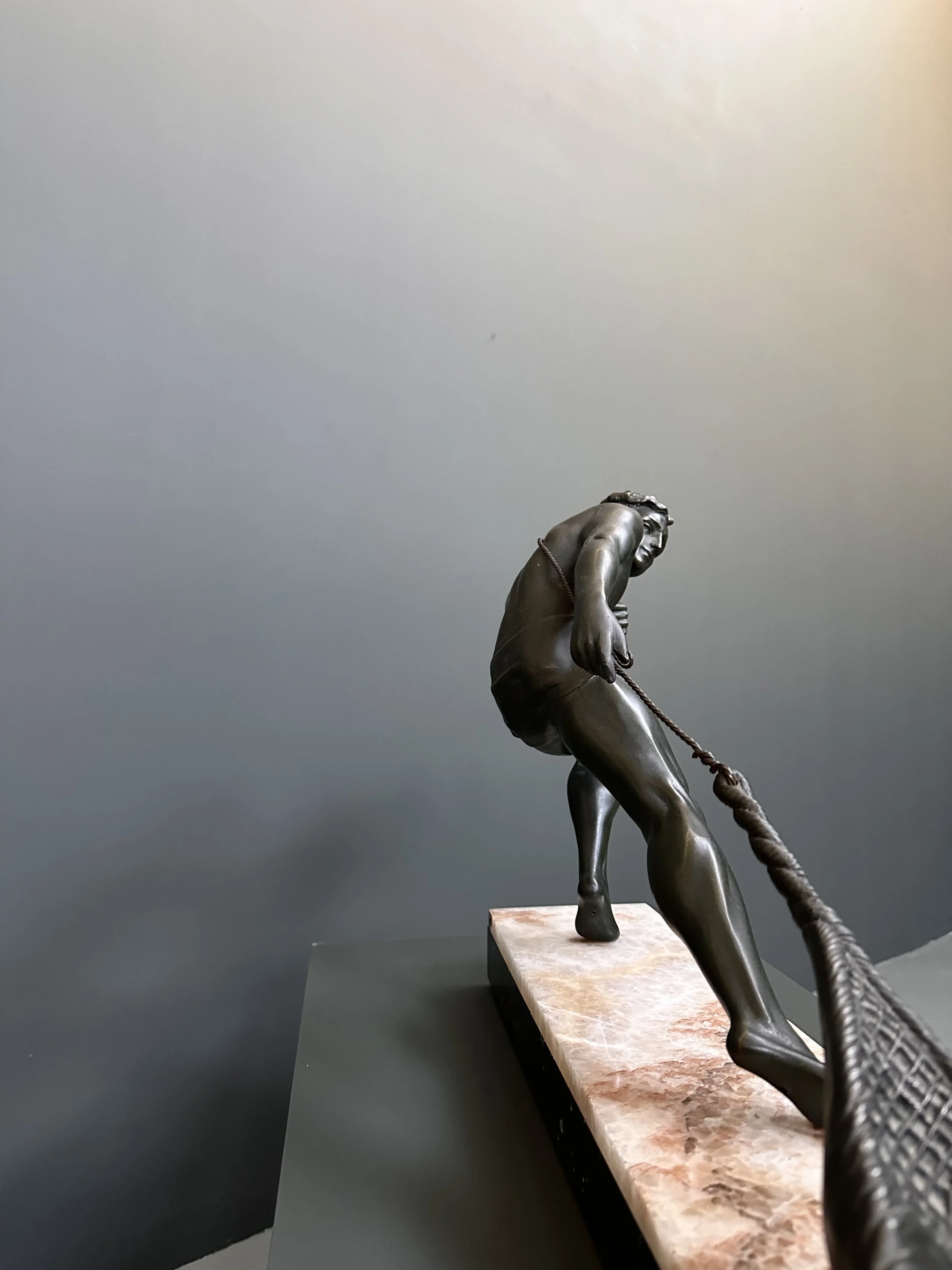 Jean de Roncourt 'The Fisherman' Art Deco Bronze Sculpture foto 12