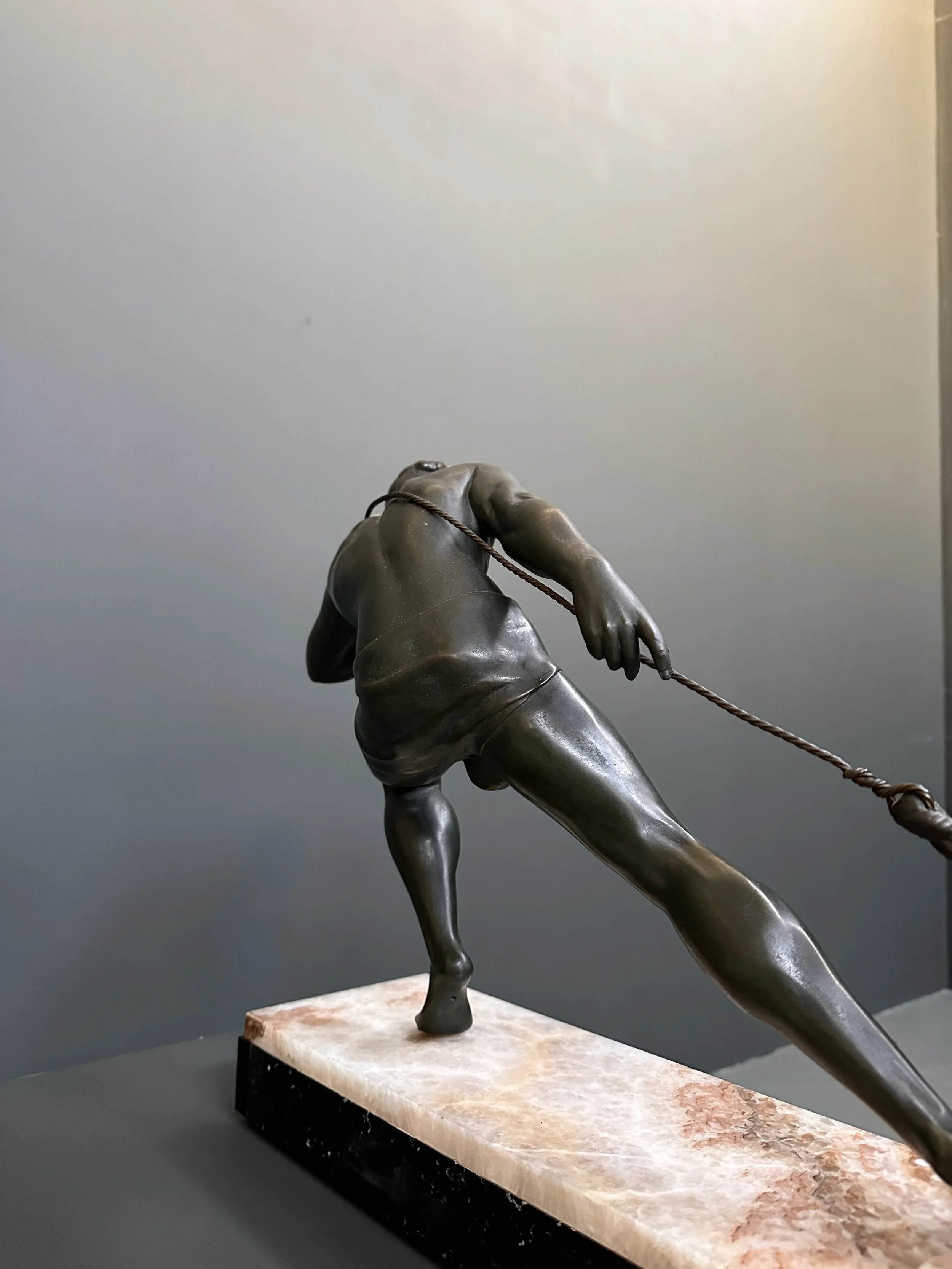 Jean de Roncourt 'The Fisherman' Art Deco Bronze Sculpture foto 14