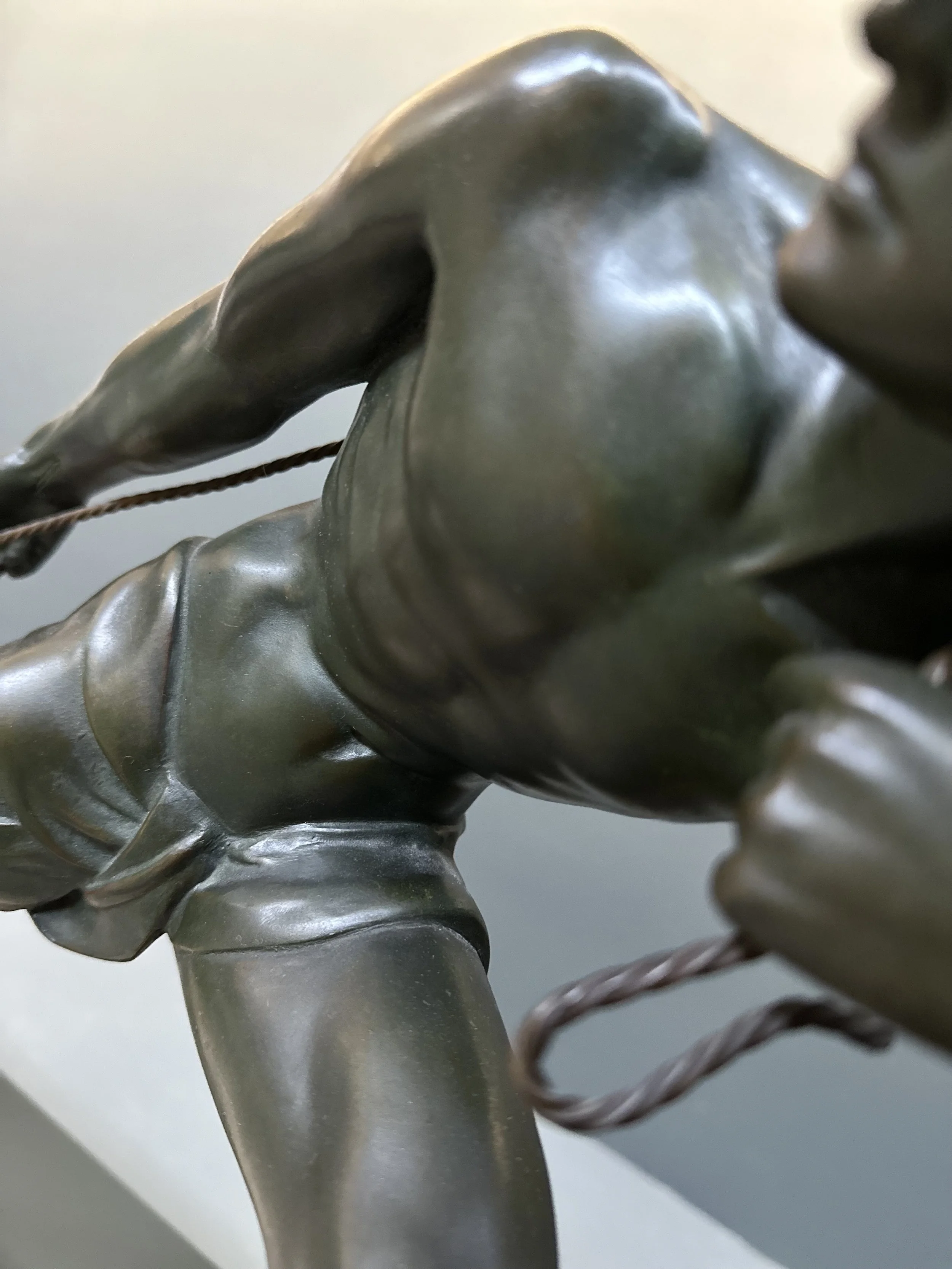 Jean de Roncourt 'The Fisherman' Art Deco Bronze Sculpture foto 18
