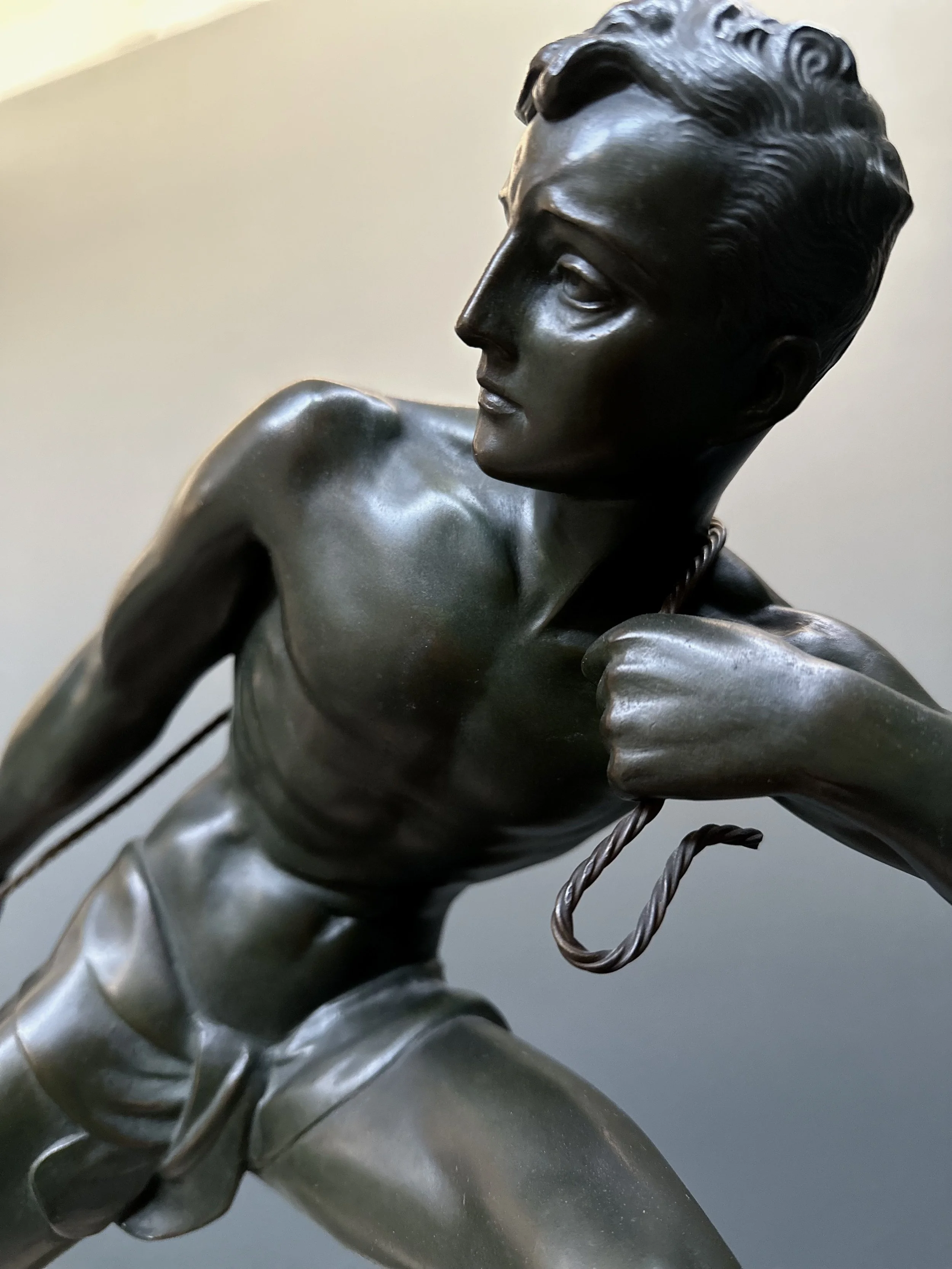 Jean de Roncourt 'The Fisherman' Art Deco Bronze Sculpture foto 20