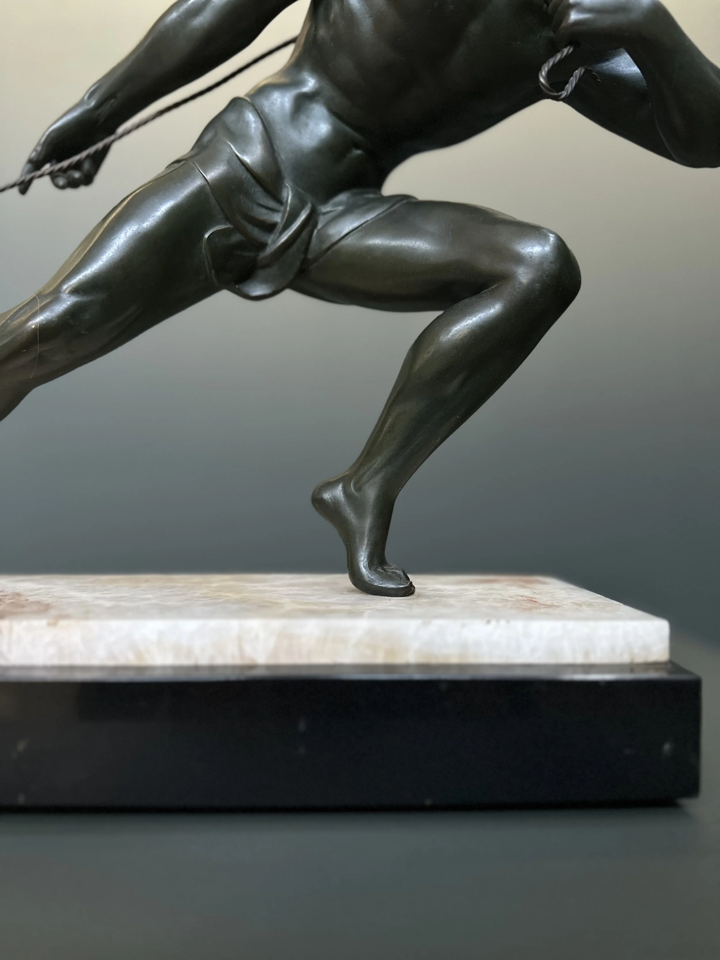 Jean de Roncourt 'The Fisherman' Art Deco Bronze Sculpture foto 21