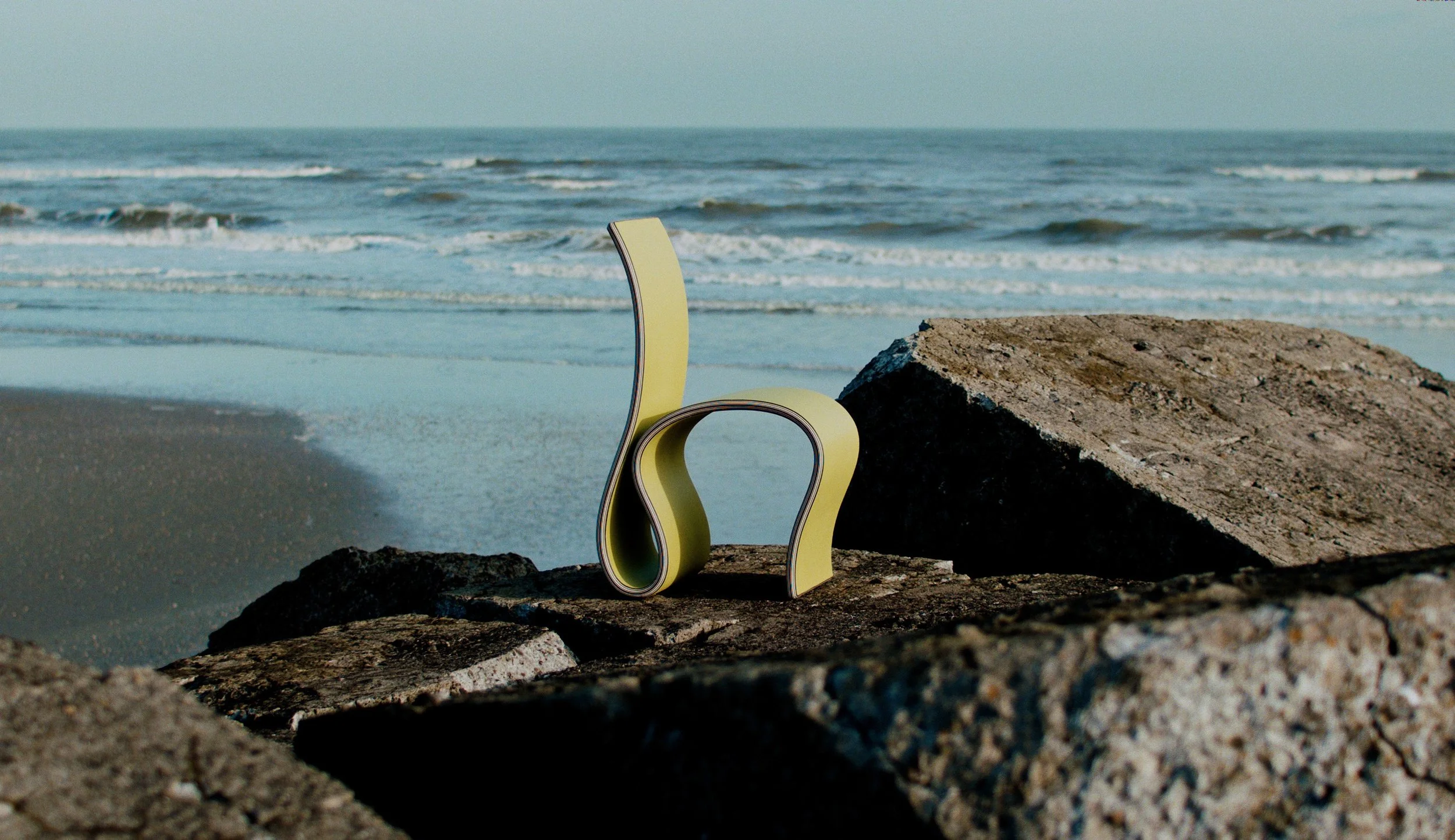 Jelmer Reus 'Bocht' Sculptural Chair in Recycled Linoleum foto 12