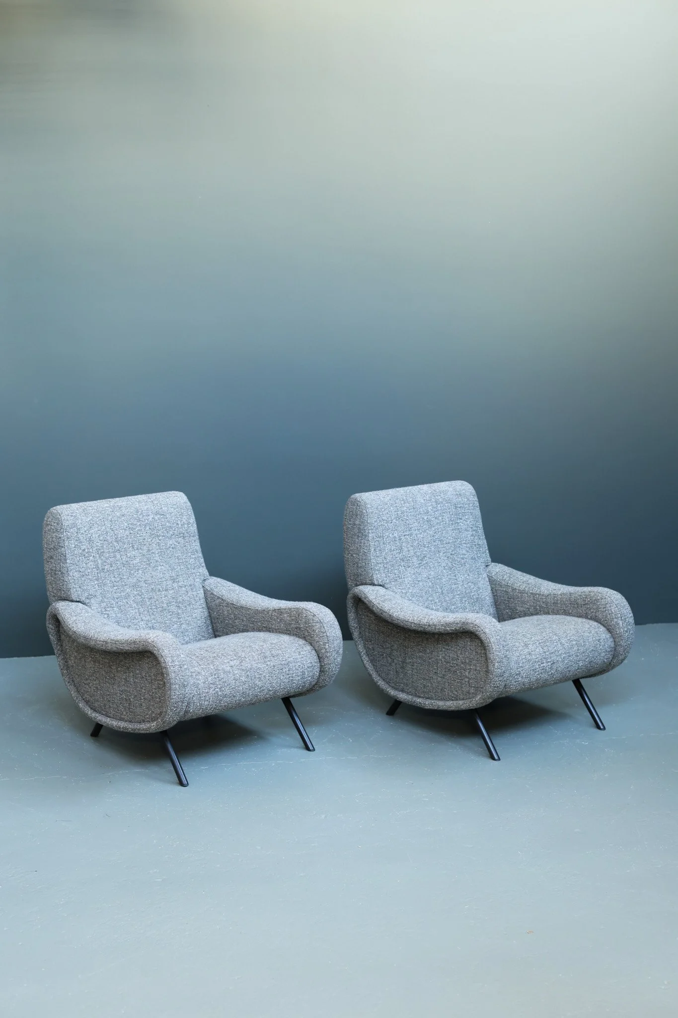 Marco Zanuso Lady armchairs model 720 for Cassina in wool upholstery 2015 re-edition pair