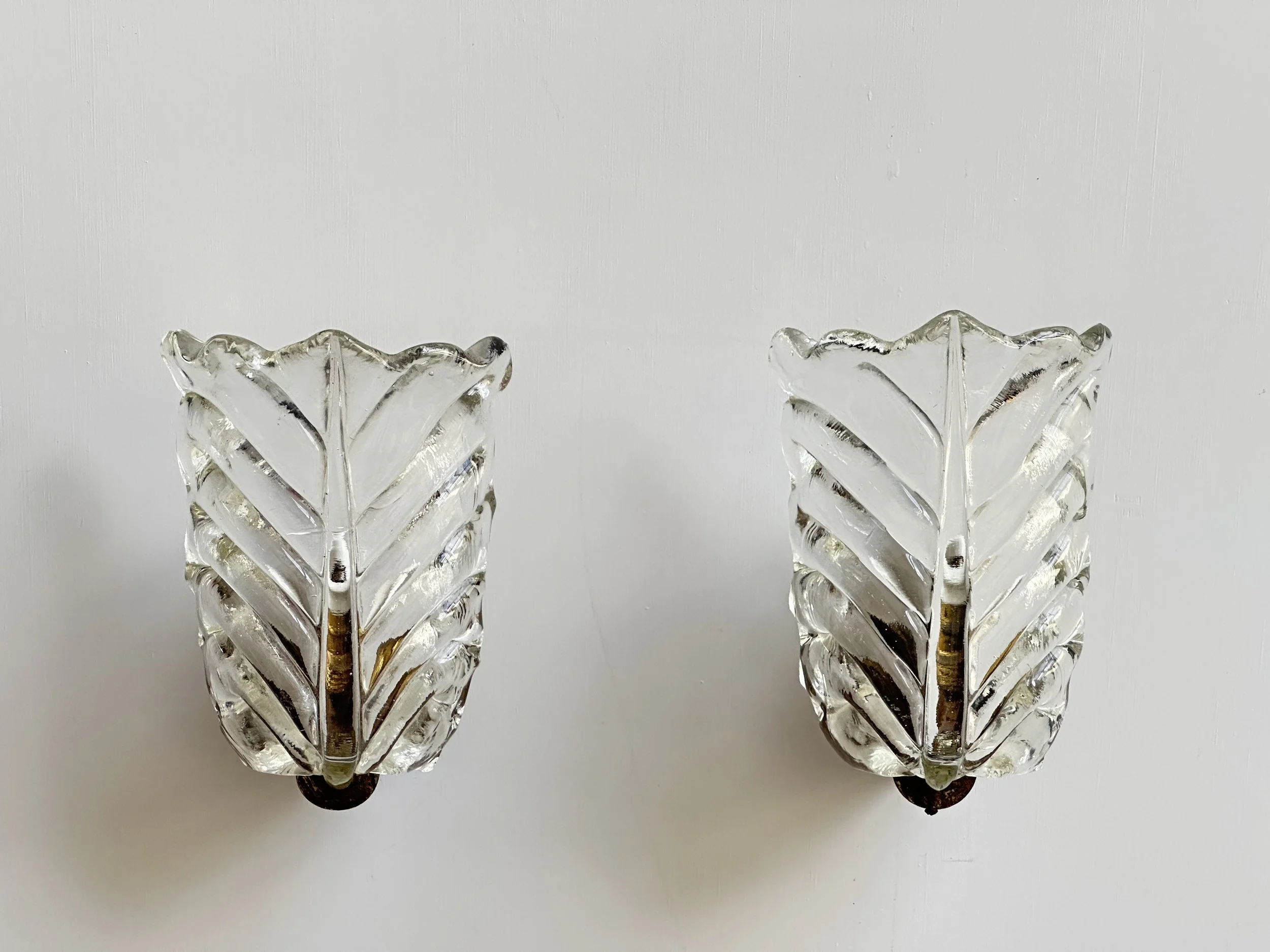 Murano Glass Wall Sconces with Rostrato Leaf Design foto 2