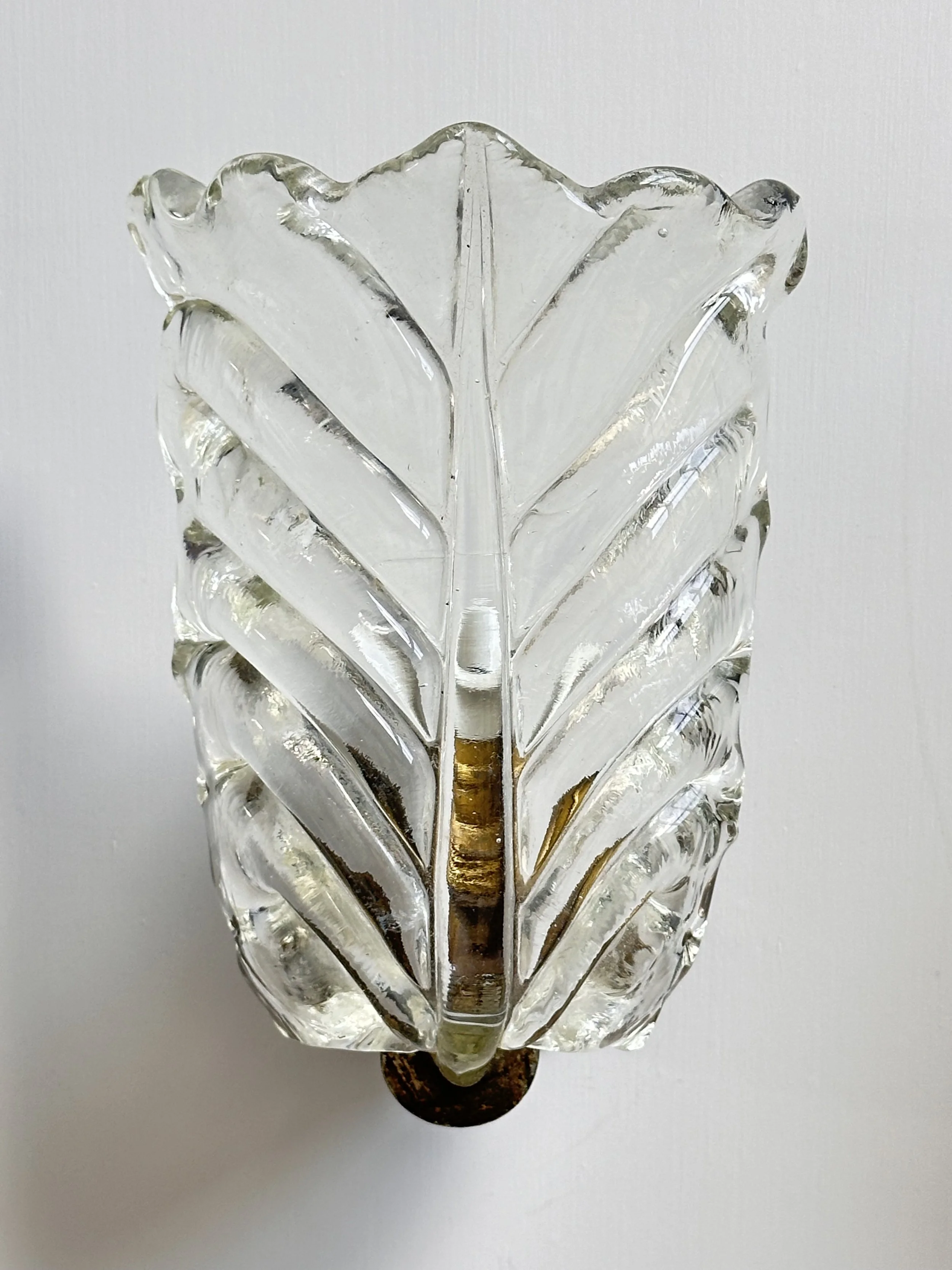 Murano Glass Wall Sconces with Rostrato Leaf Design foto 3