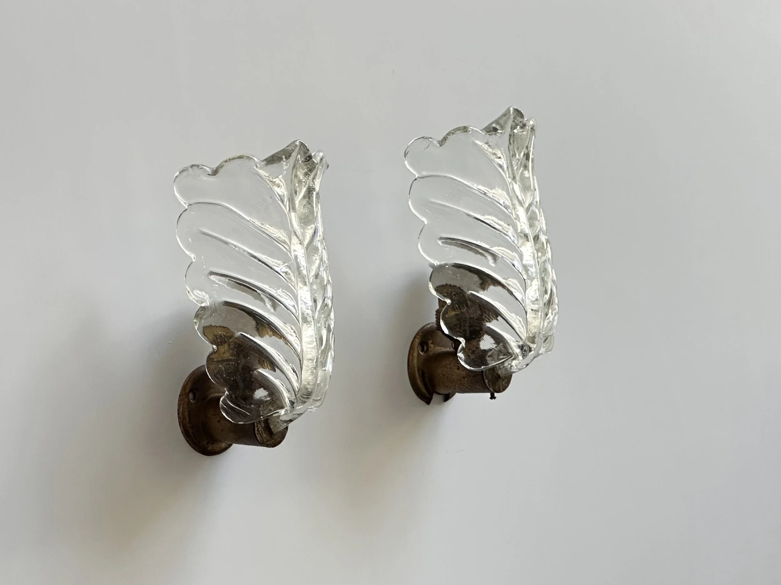 Murano Glass Wall Sconces with Rostrato Leaf Design foto 5
