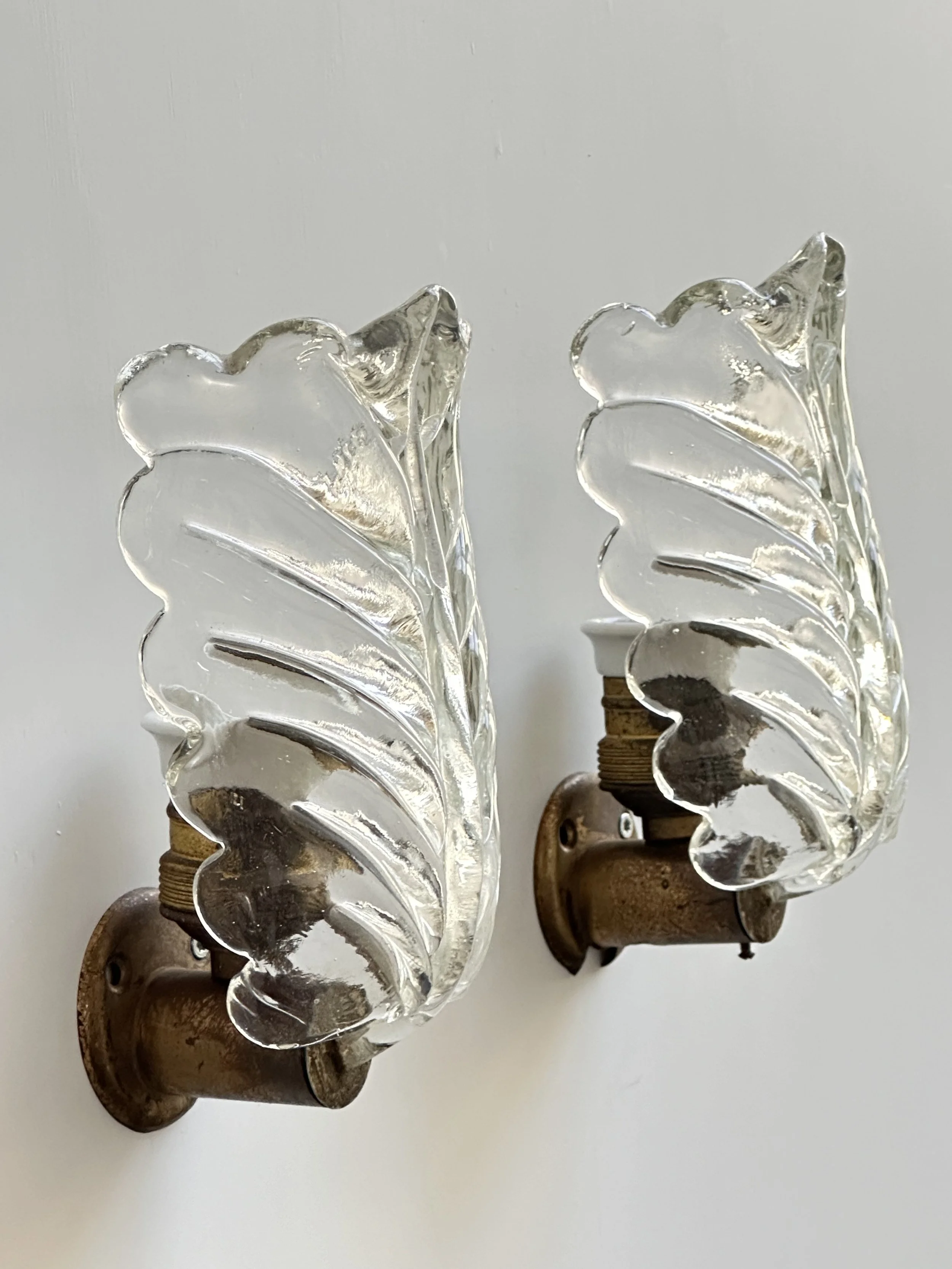 Murano Glass Wall Sconces with Rostrato Leaf Design foto 6