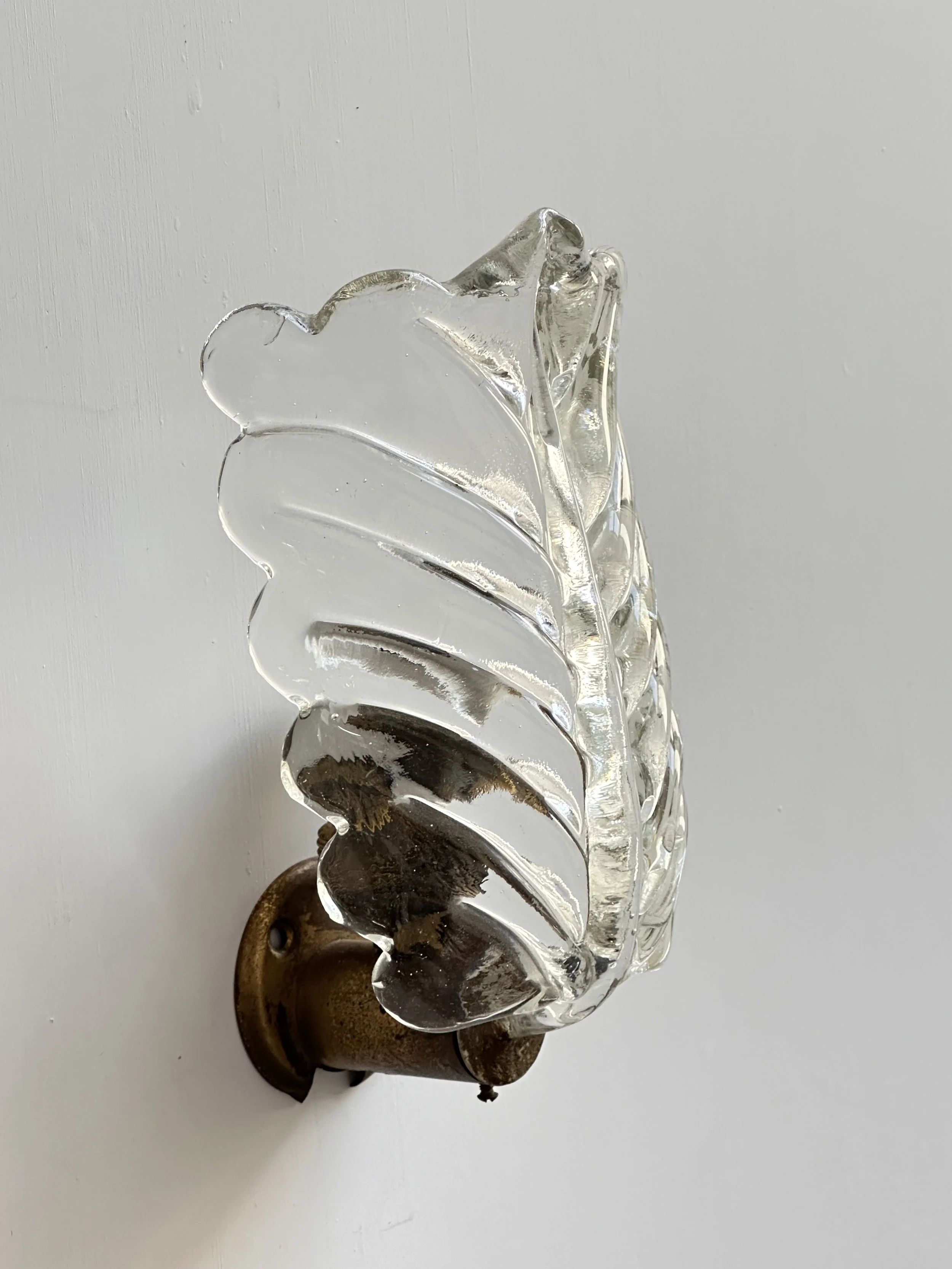 Murano Glass Wall Sconces with Rostrato Leaf Design foto 7