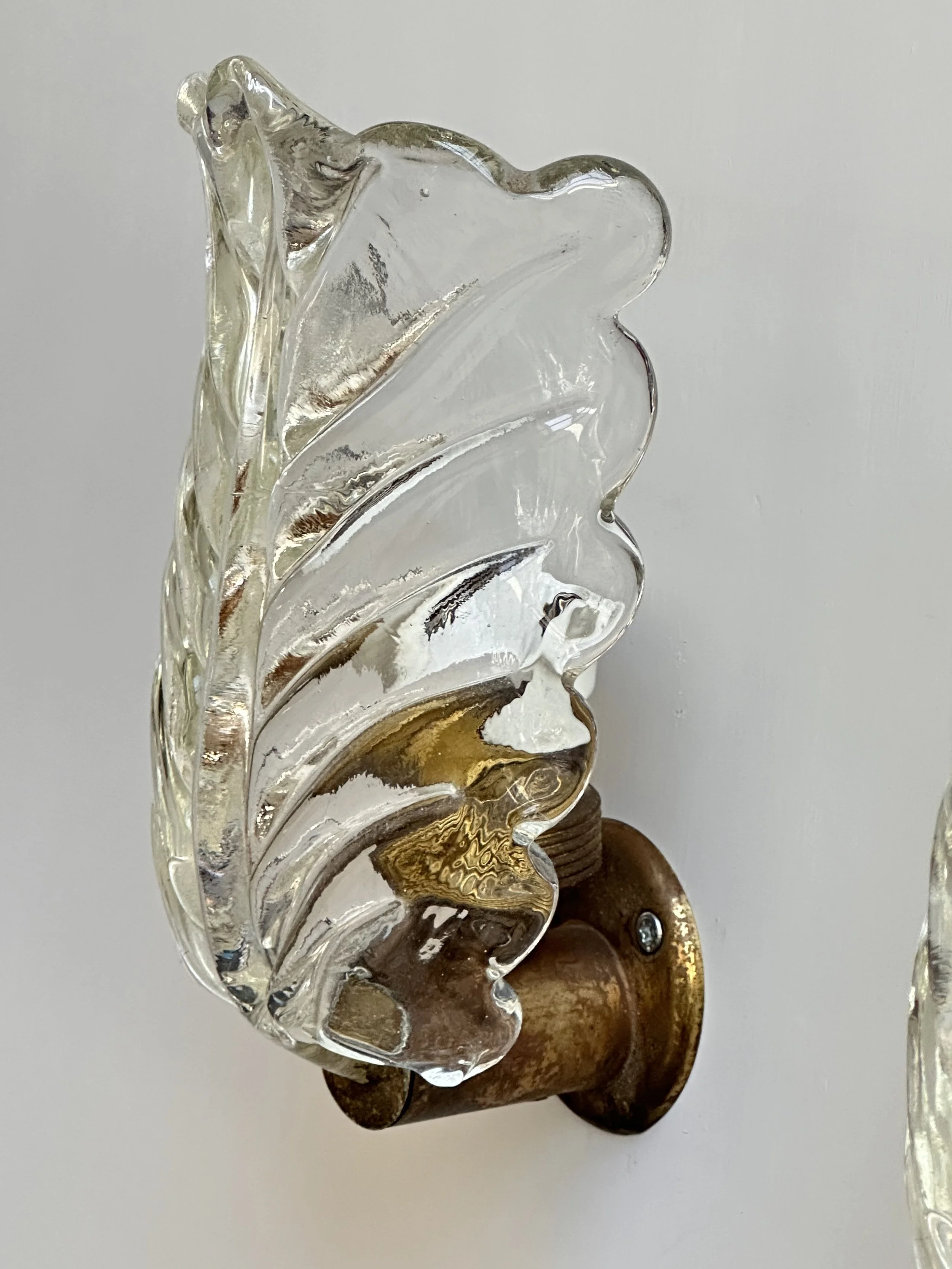 Murano Glass Wall Sconces with Rostrato Leaf Design foto 10