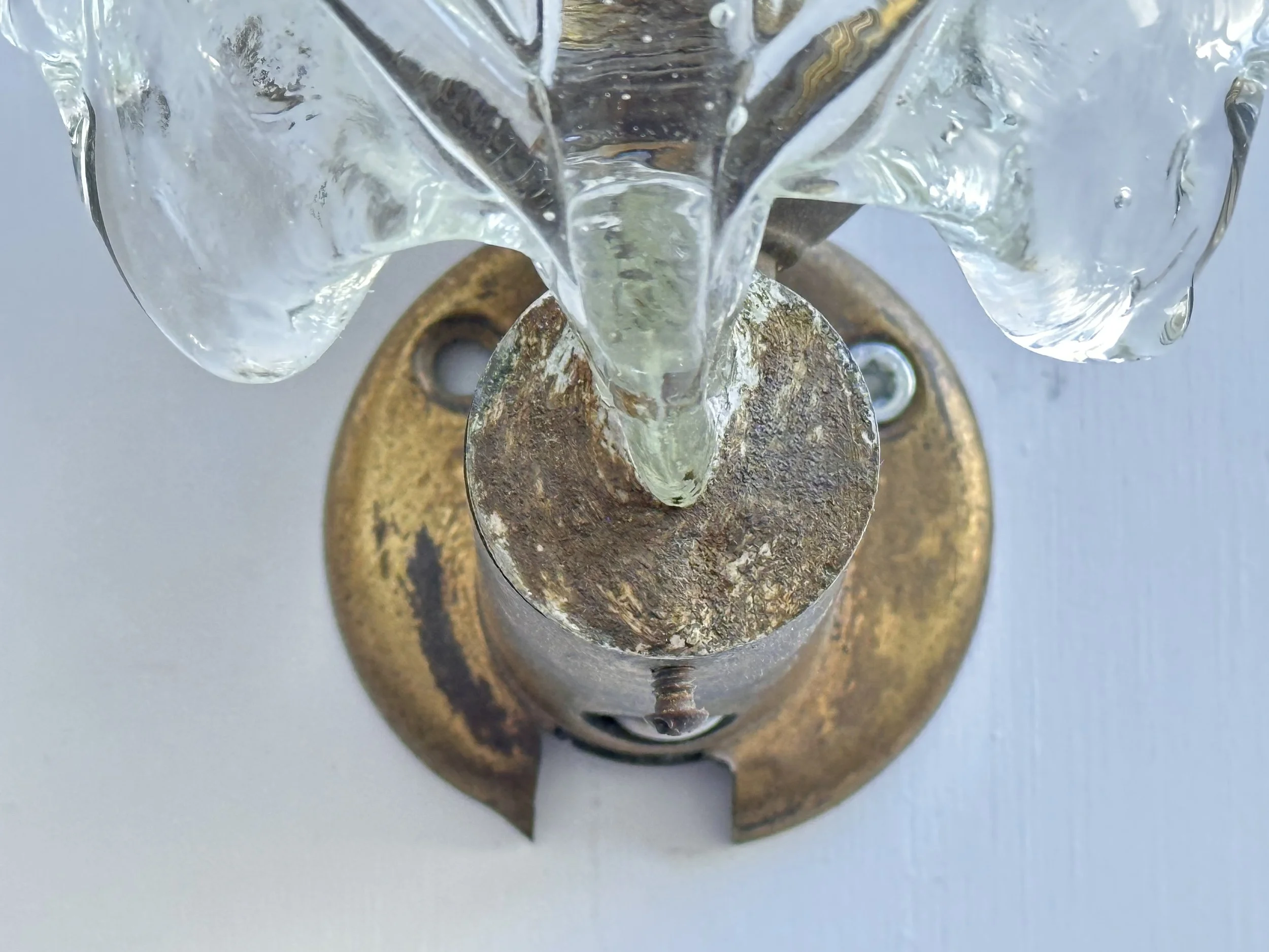 Murano Glass Wall Sconces with Rostrato Leaf Design foto 12