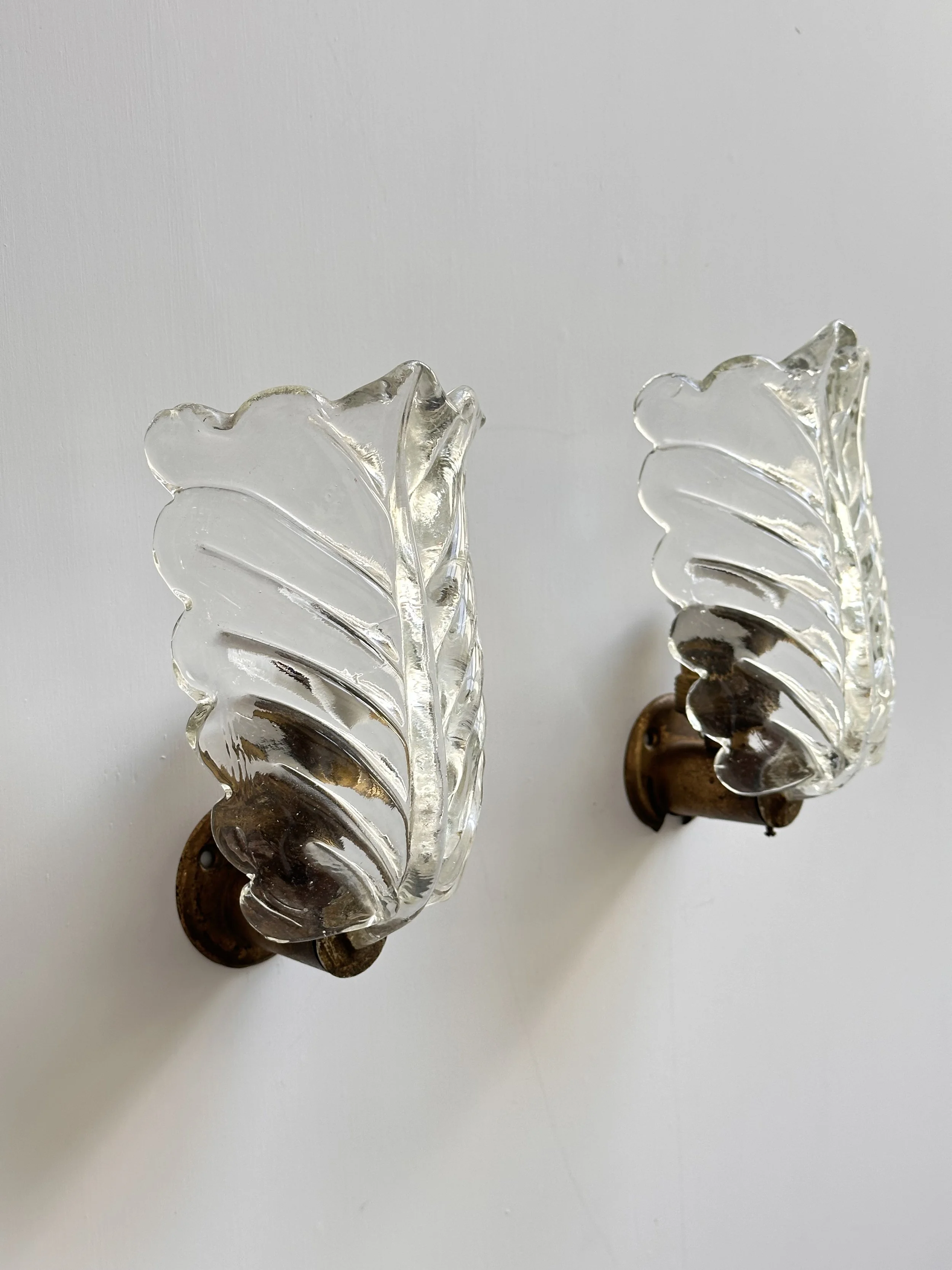 Murano Glass Wall Sconces with Rostrato Leaf Design foto 13