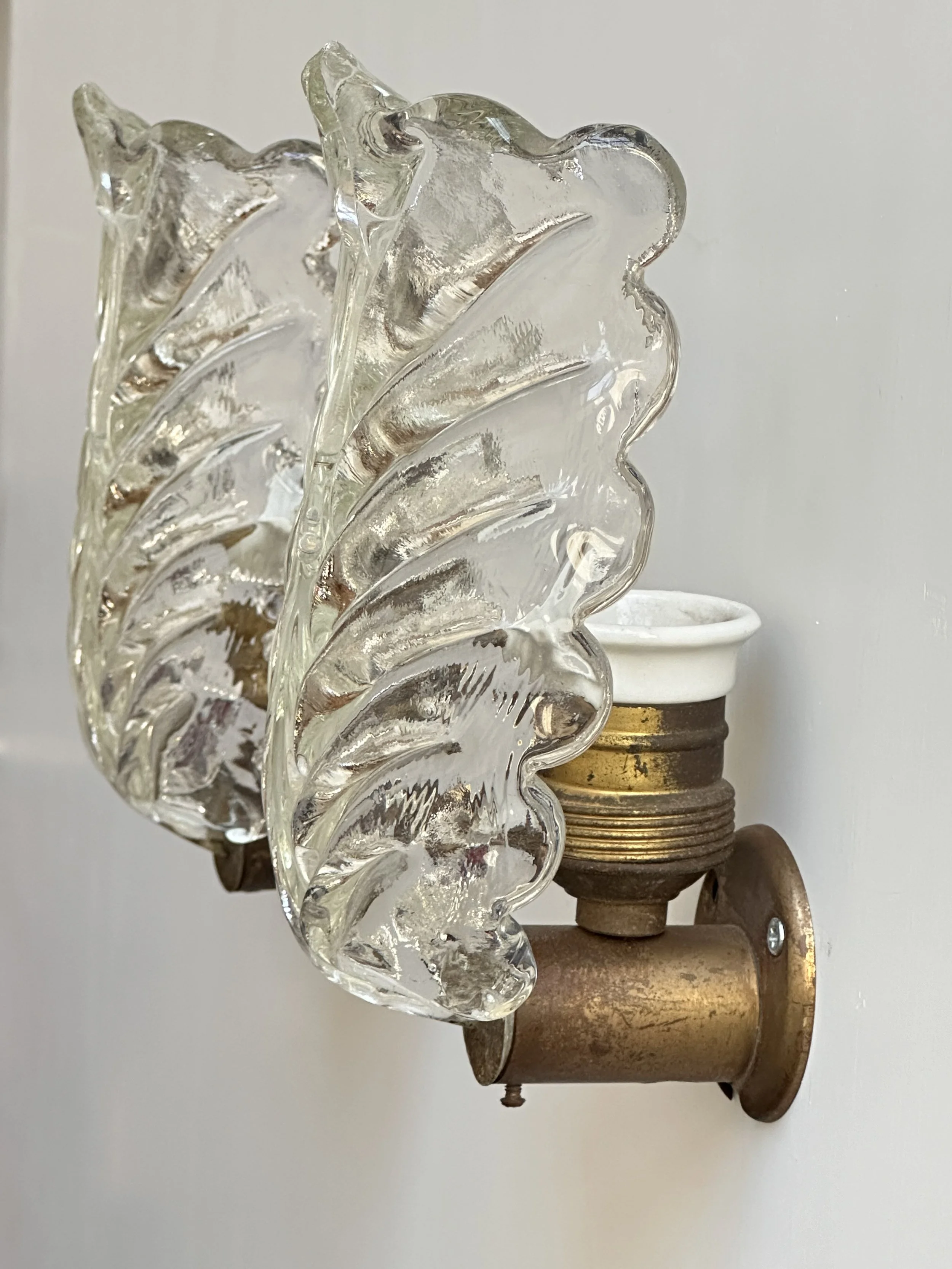 Murano Glass Wall Sconces with Rostrato Leaf Design foto 14