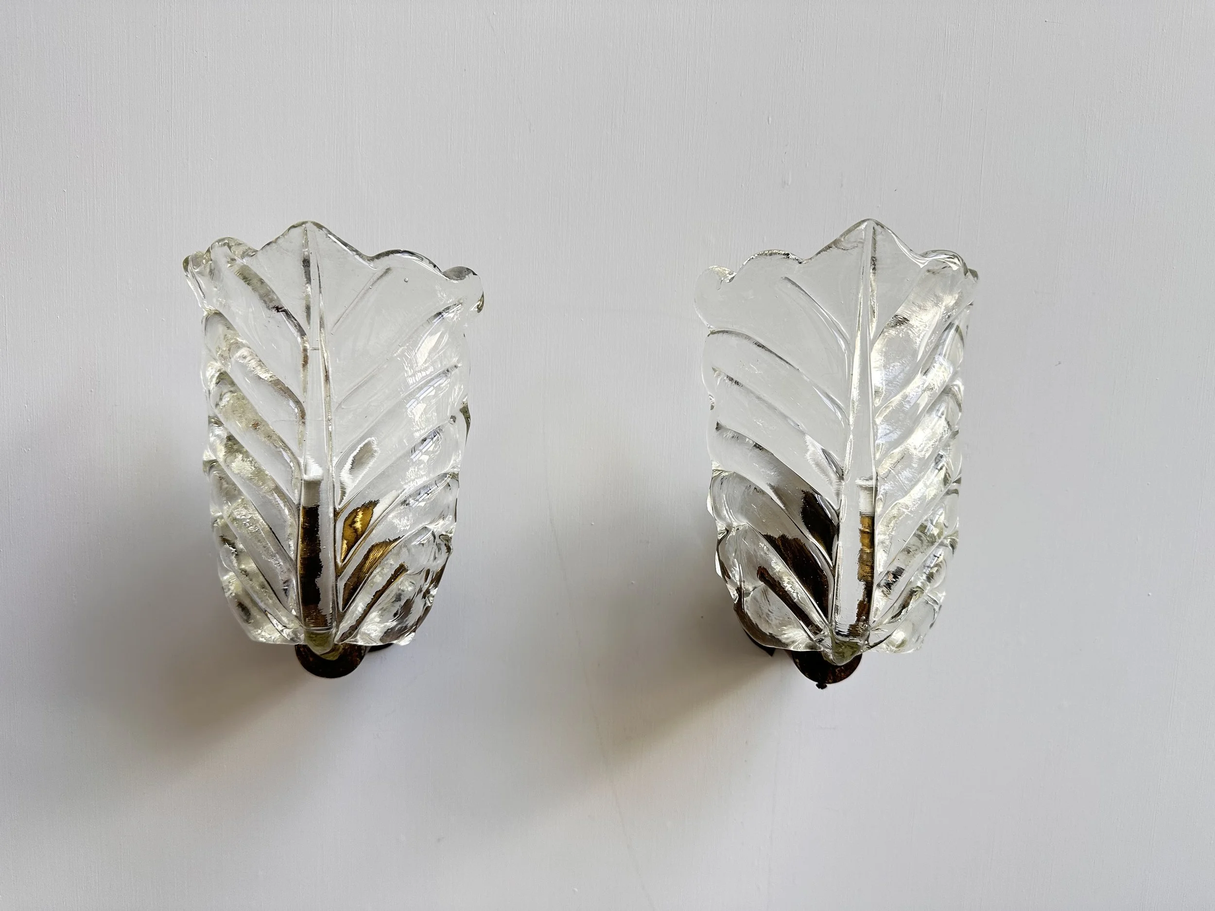 Murano Glass Wall Sconces with Rostrato Leaf Design foto 15