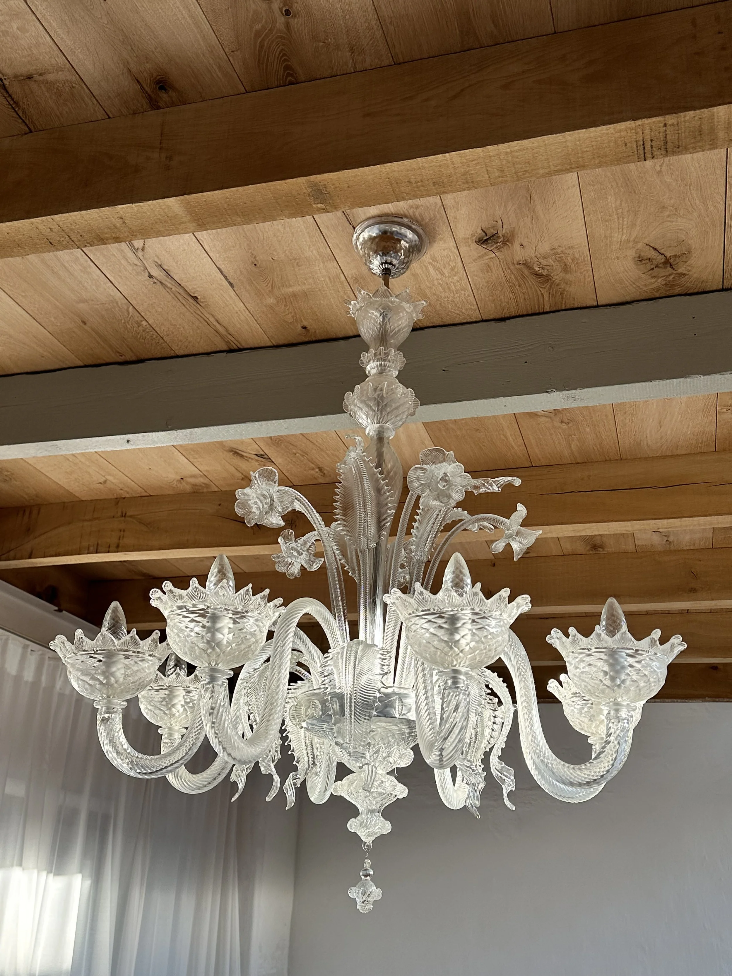 Murano handmade 8-arm glass chandelier, hand-blown in Italy