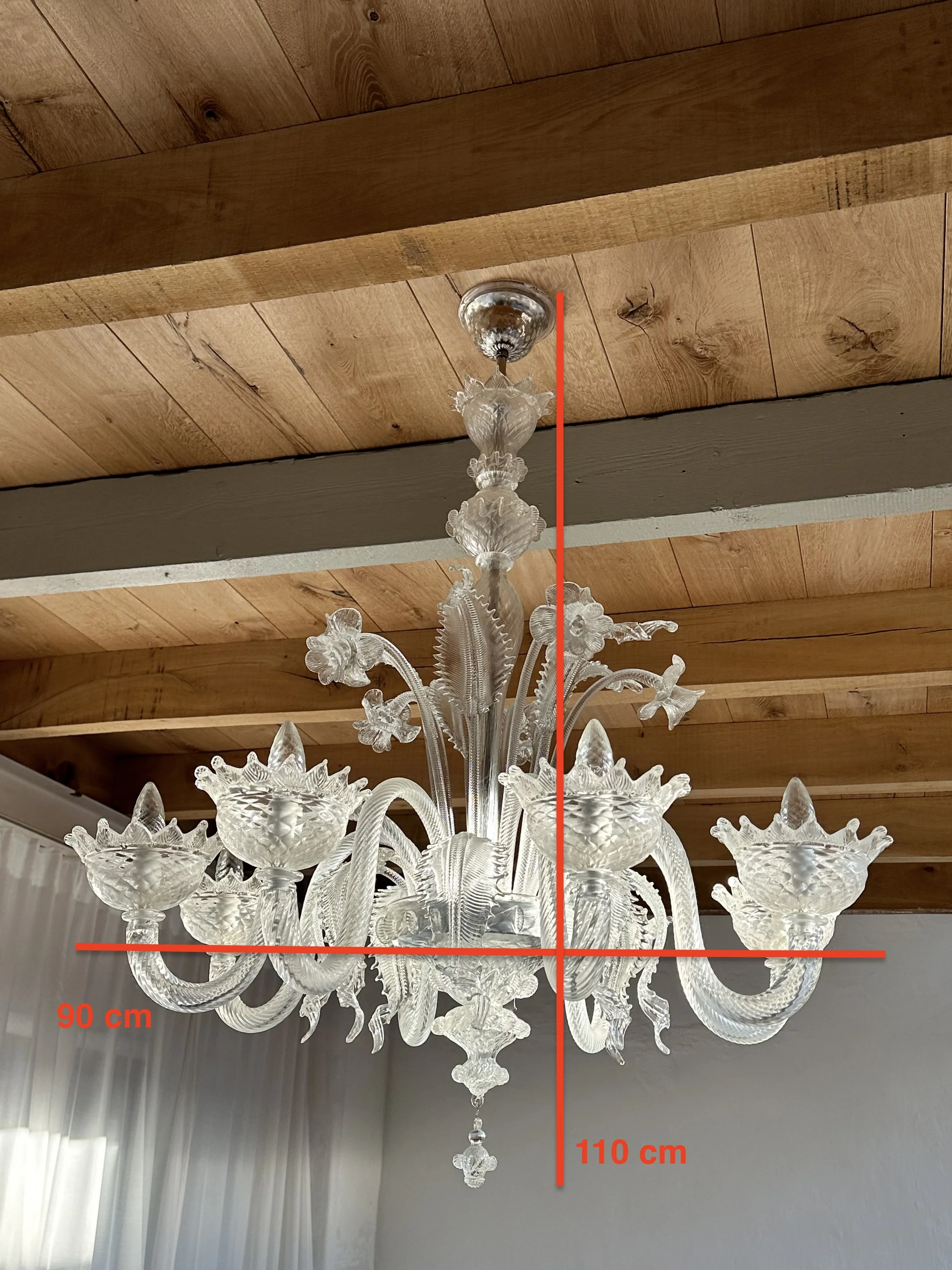 Murano Handmade 8-Arm Glass Chandelier foto 6