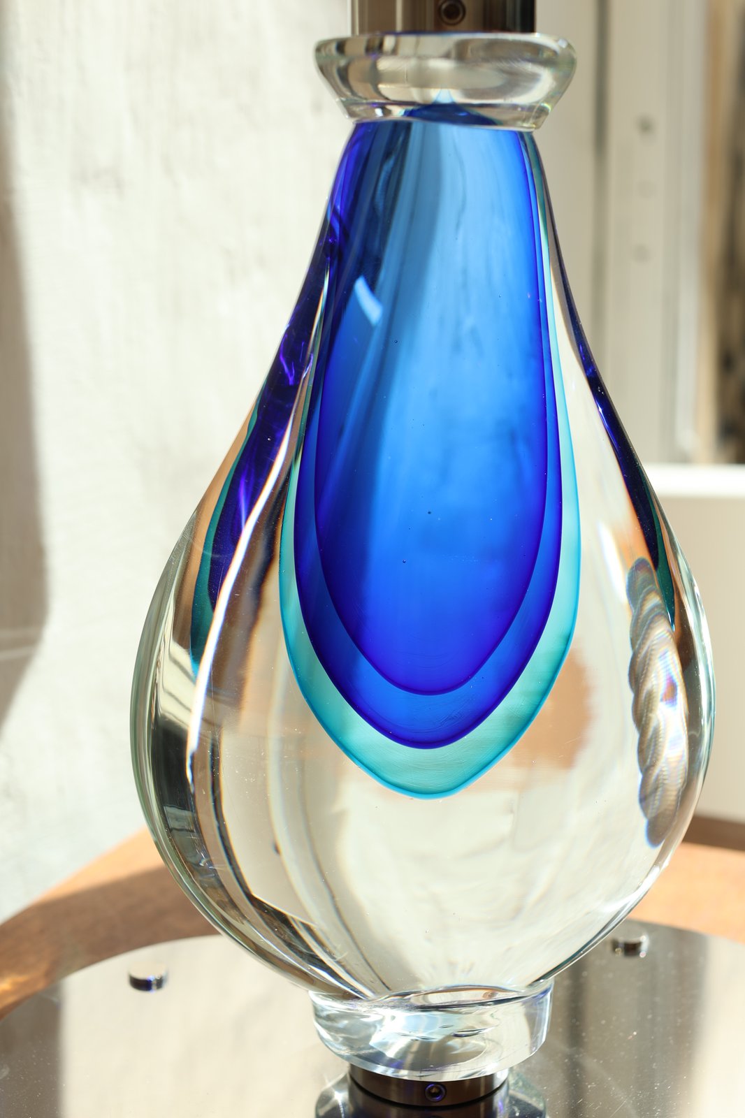 Murano Sommerso Teardrop Glass Table Lamp Base, Blue foto 2