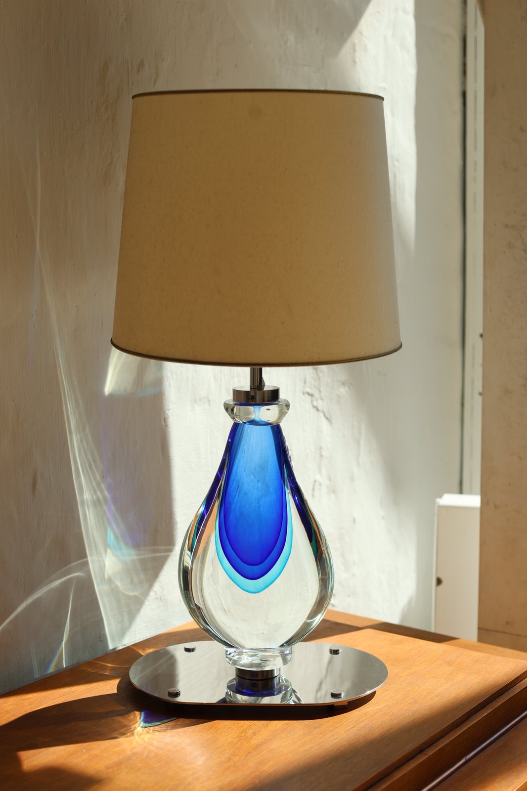Murano Sommerso Teardrop Glass Table Lamp Base, Blue foto 3