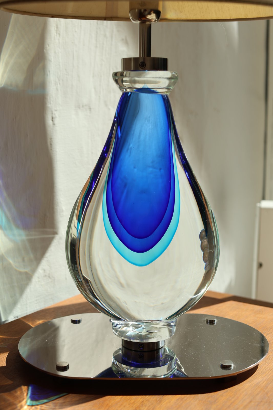 Murano Sommerso Teardrop Glass Table Lamp Base, Blue foto 6