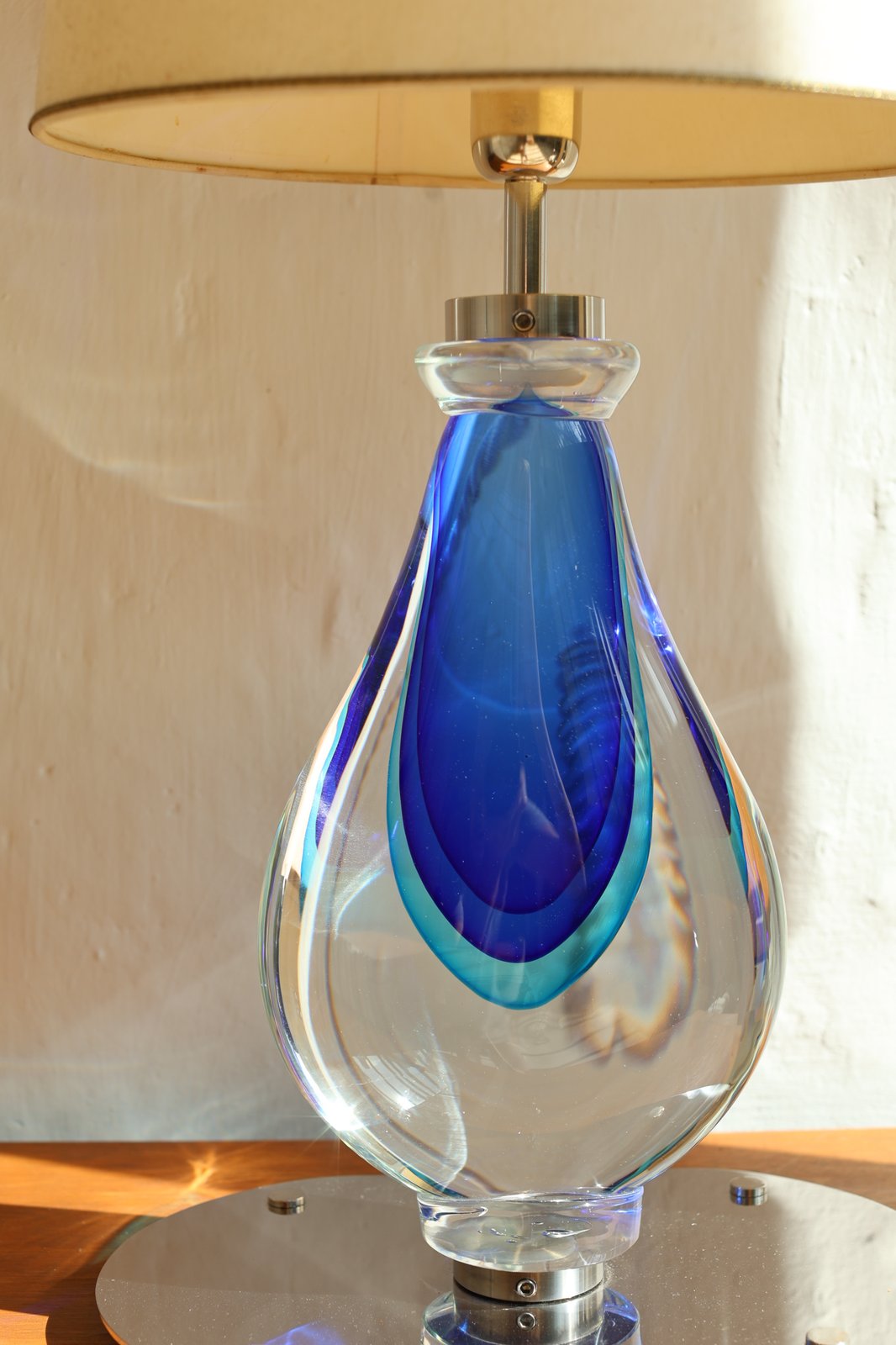 Murano Sommerso Teardrop Glass Table Lamp Base, Blue foto 7