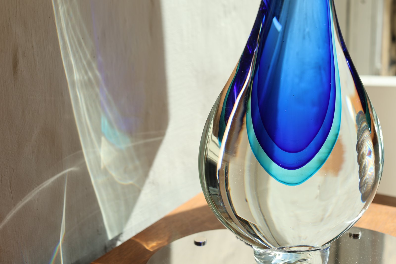 Murano Sommerso Teardrop Glass Table Lamp Base, Blue foto 8