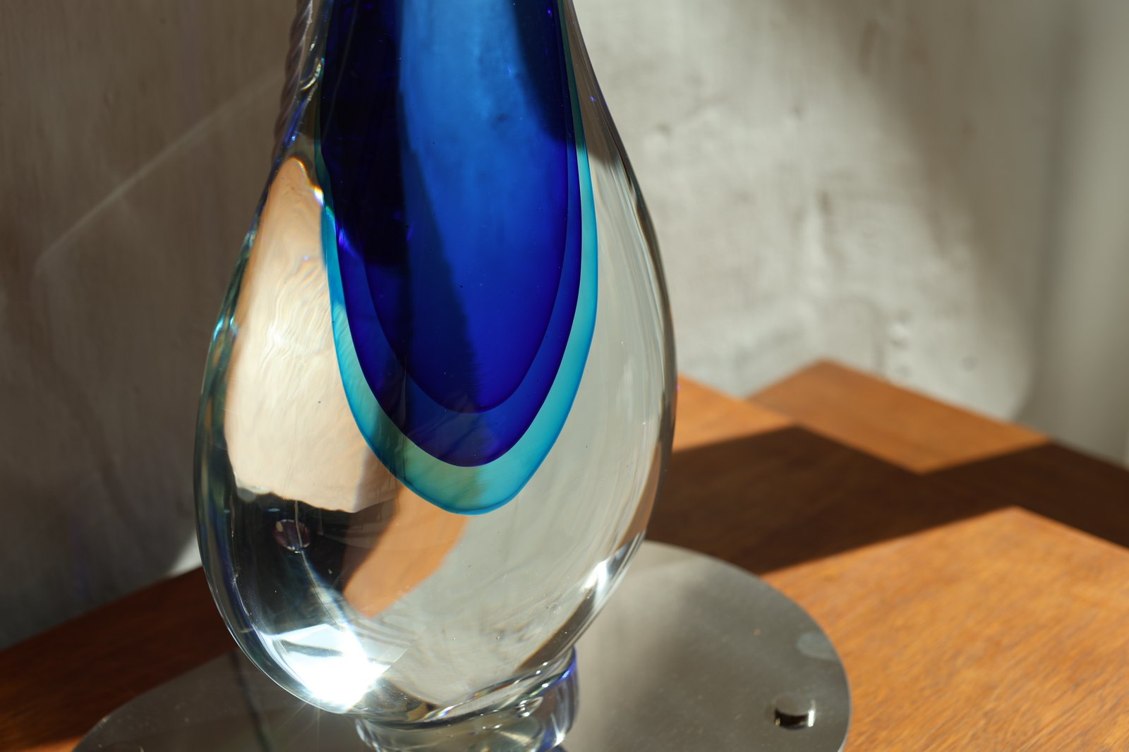 Murano Sommerso Teardrop Glass Table Lamp Base, Blue foto 9