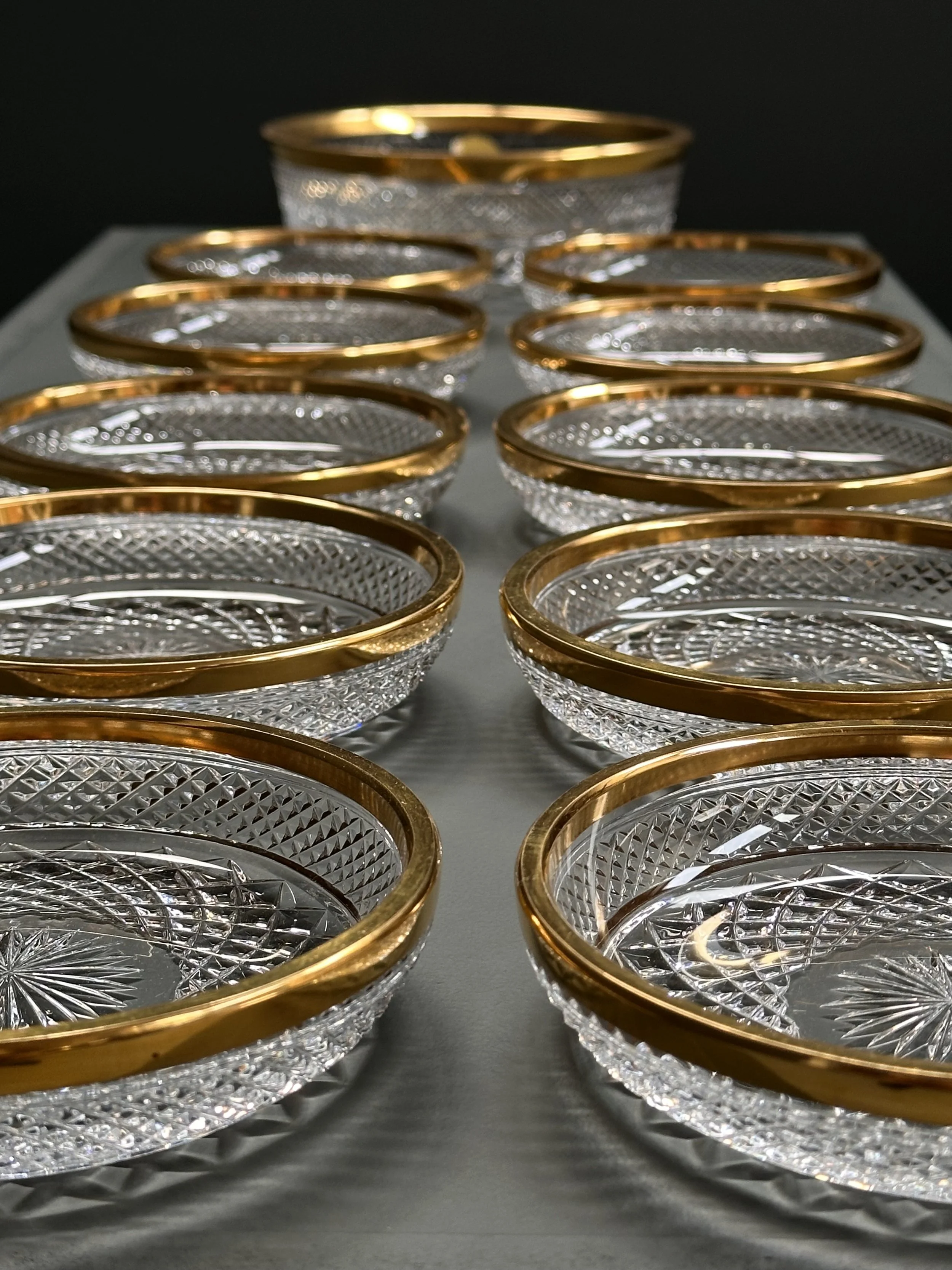 Josephine Hutten Crystal Bowl Set with Gold Accents foto 2