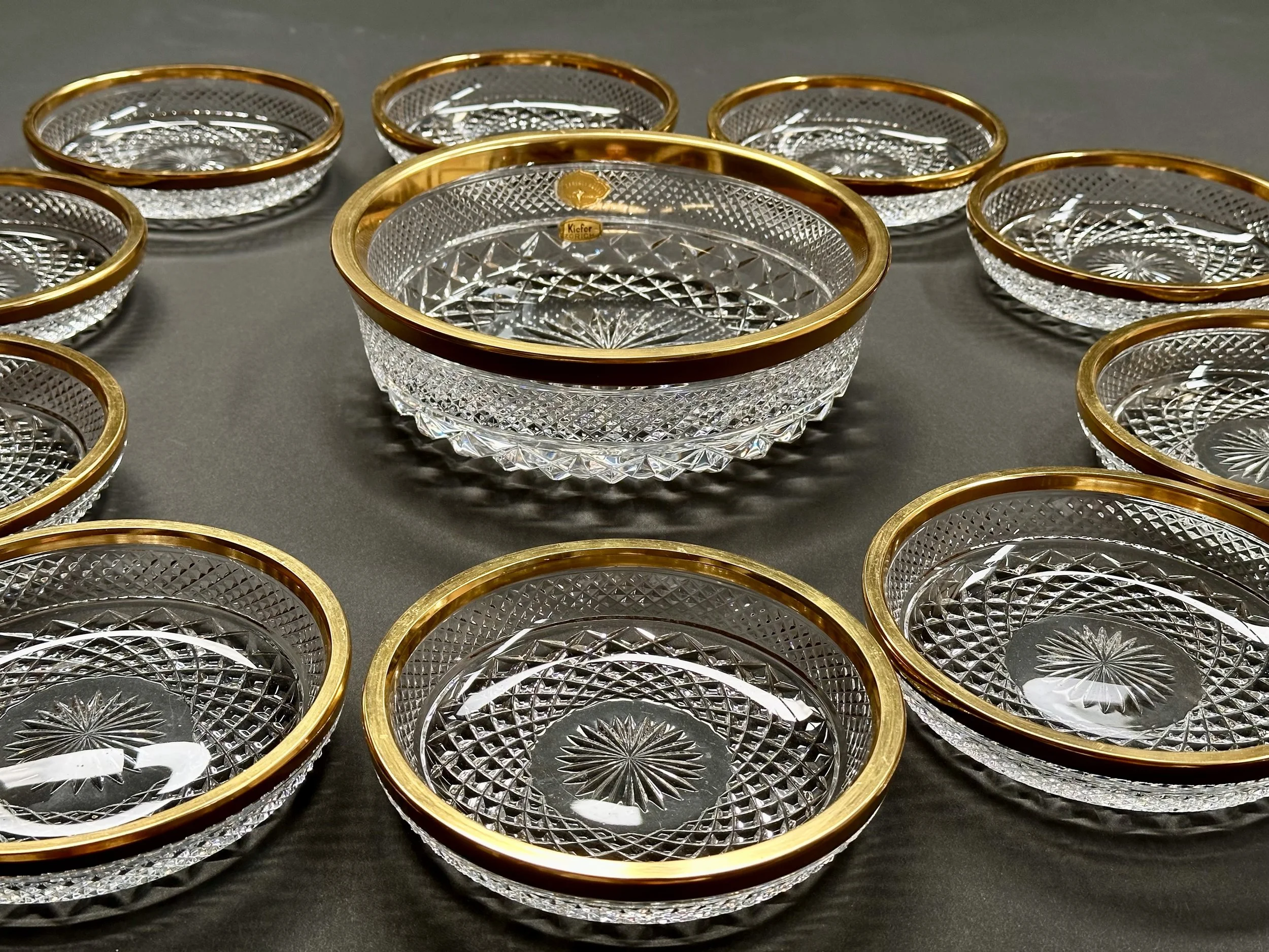 Josephine Hutten Crystal Bowl Set with Gold Accents foto 9
