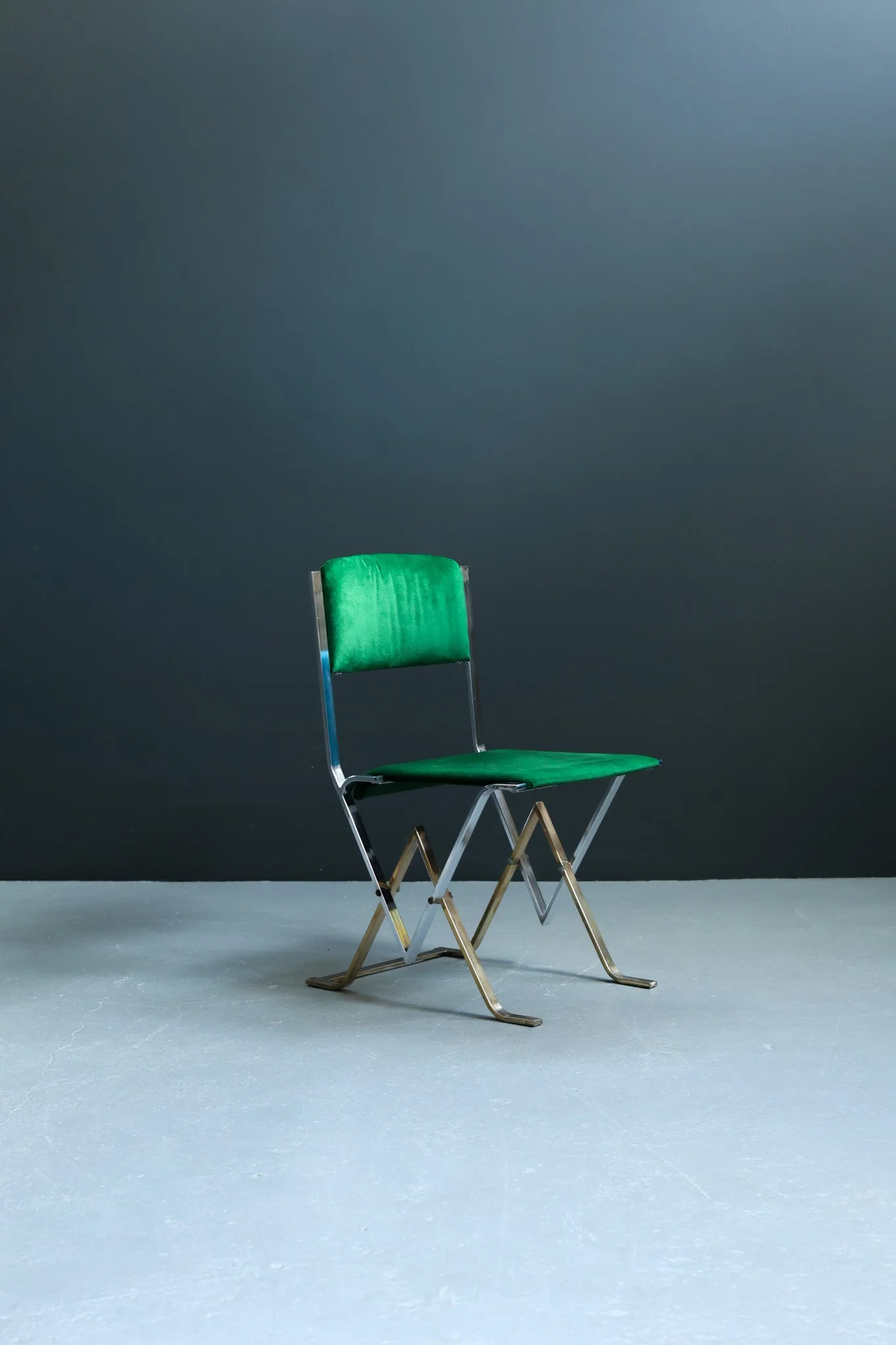 Romeo Rega Style Postmodern Dining Chairs in Green Velvet, Set of Six foto 3